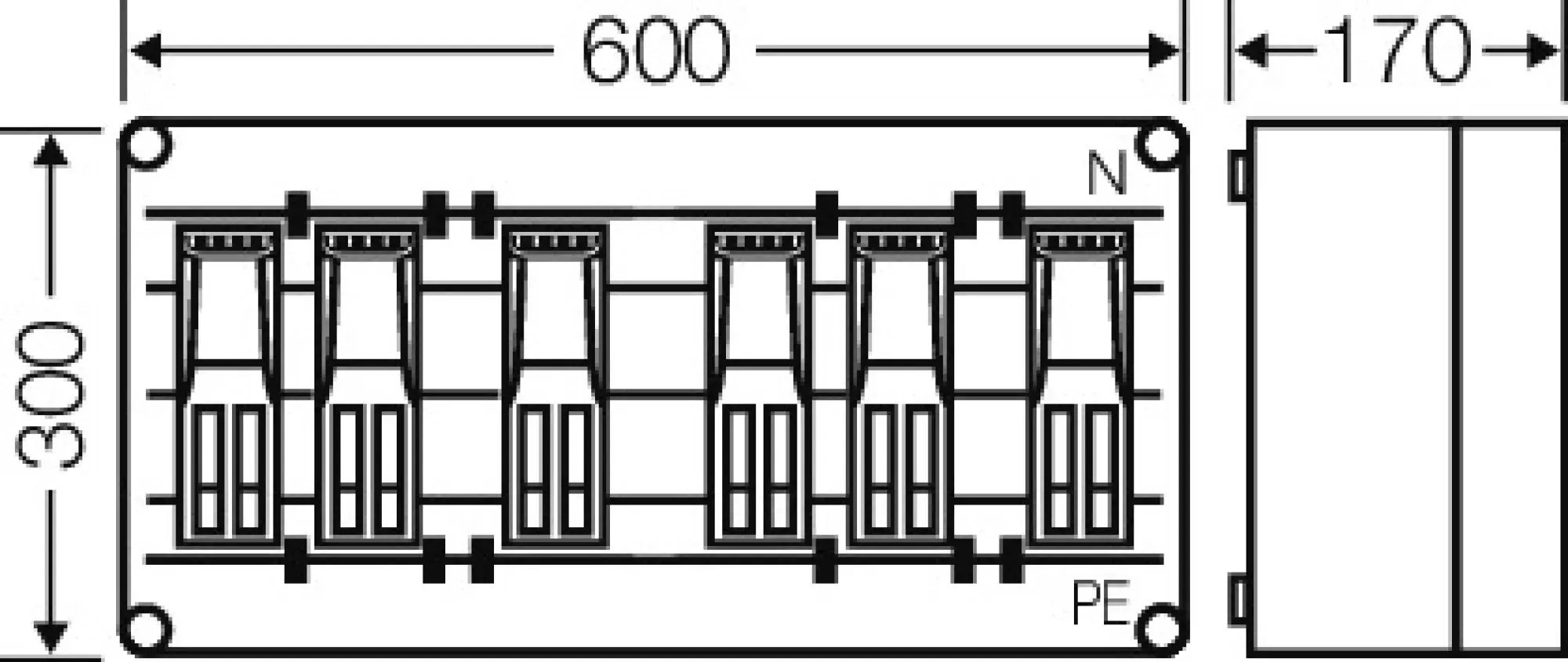 Hensel 20001554 Mi-NH-Sicherungslasttrennschaltergehäuse , 6x3xNH000,a. Sammels., 250A, 5polig Mi 6494 (img_002)
