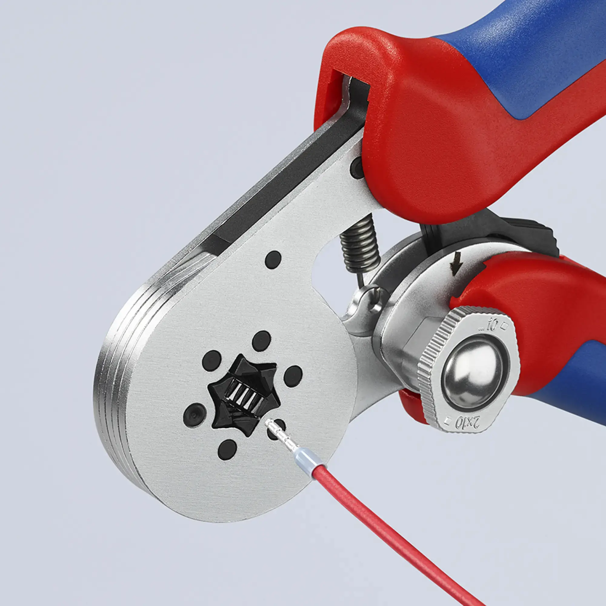 Knipex 97 55 14 Crimpatrice per terminali a bussola, con regolazione automatica per crimpaggio laterale con impugnature multicomponente cromata 180 mm (img_005)