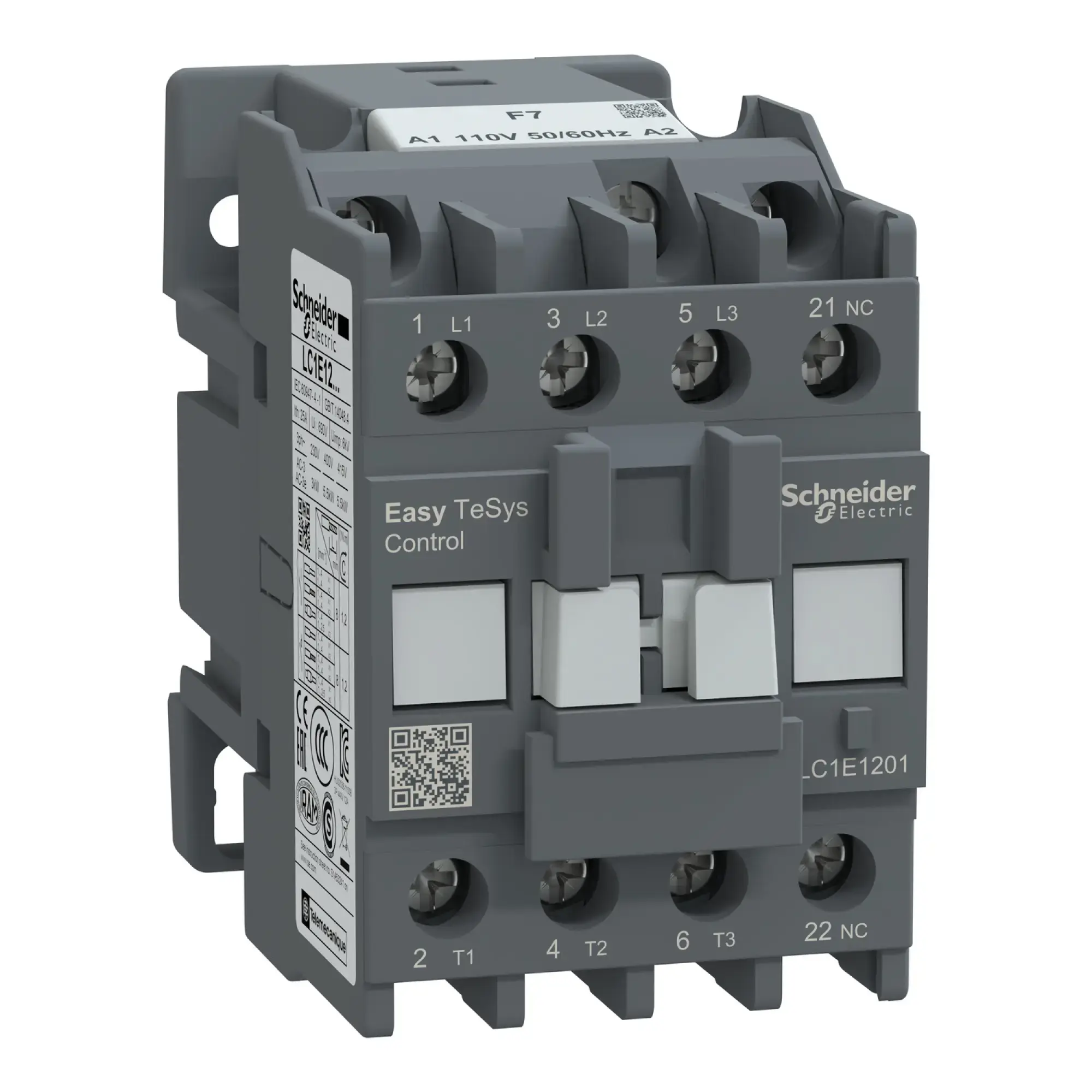 Schneider Electric LC1E1201F7 Easy TeSys Leistungsschütz 3P 12A 1NC 110V AC 50/60Hz (img_002)