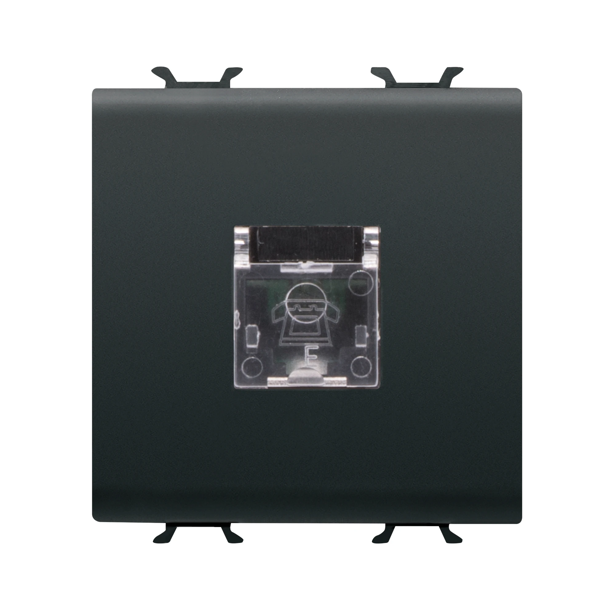 GEWISS GW12409 INTERNATIONAL STANDARD TELEPHONE SOCKET - RJ11 - SCREW-ON TERMINALS - 2 MODULES - SATIN BLACK - CHORUSMART (img_001)
