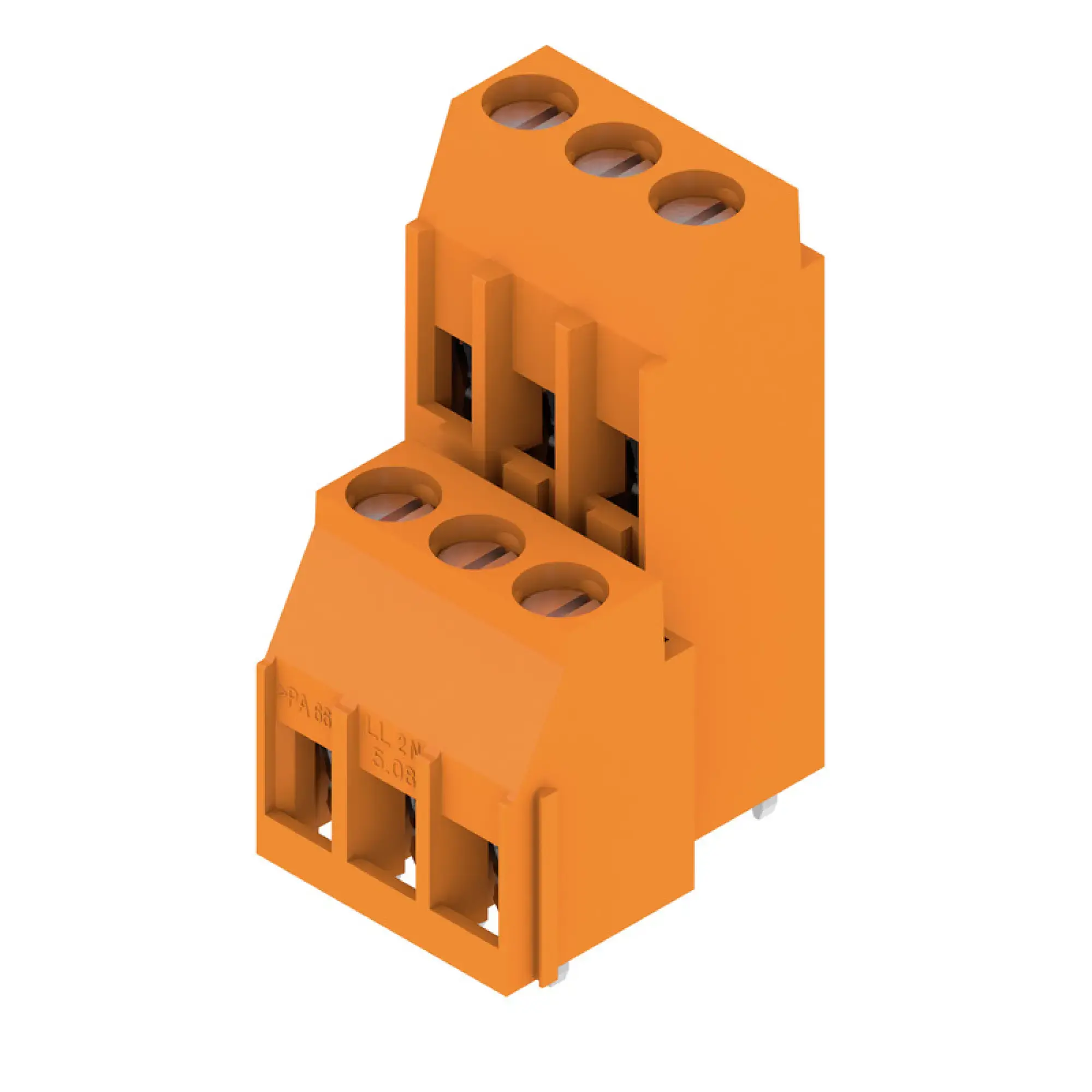 Weidmüller 1934300000 PCB terminal, 320 V, 32.5 A, Pitch in mm: 5.08, 6 mm², Number of poles: 6, Clamping yoke connection, THT solder connection, 90°, Box (img_001)