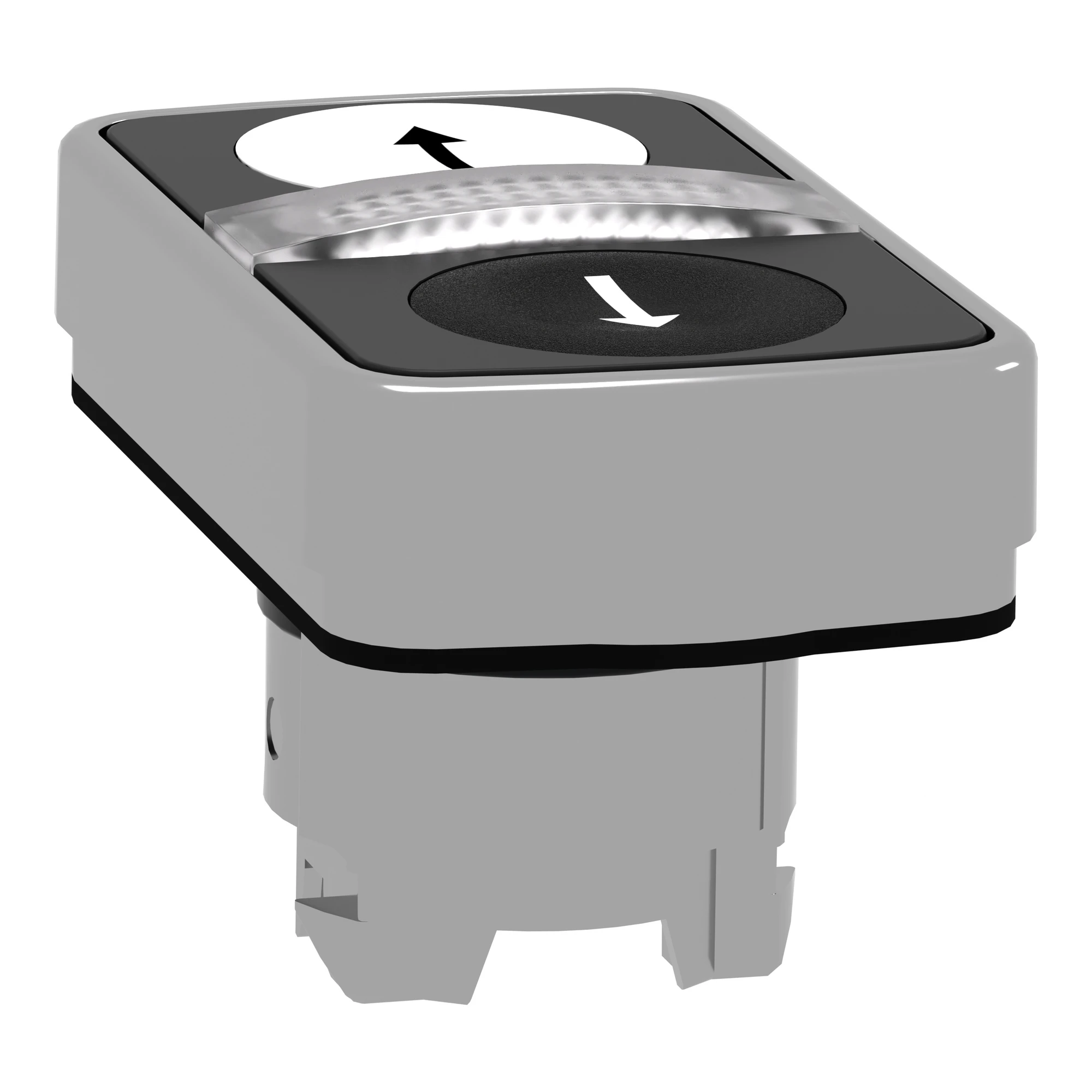 Schneider Electric ZB4BW7A1724 Double Push Button, Front Element, Harmony XB4, Metal, 22mm, Black, White, labeled arrow up/down, illuminated (img_004) Schneider Electric ZB4BW7A1724 Double Push Button, Front Element, Harmony XB4, Metal, 22mm, Black, White, labeled arrow up/down, illuminated (img_004)