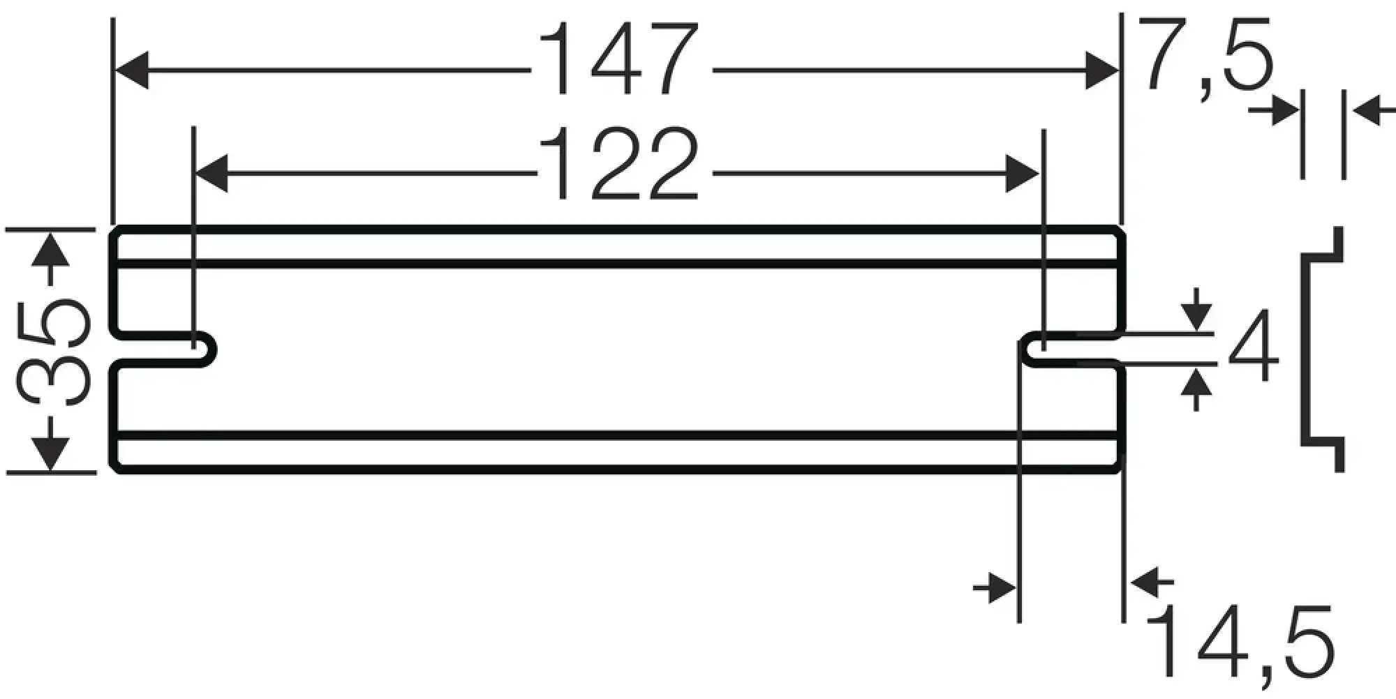 Hensel 62000125 Tragschiene 147 mm, für DK / KF / EB 10..... DK TS 10 (img_003) Hensel 62000125 Tragschiene 147 mm, für DK / KF / EB 10..... DK TS 10 (img_003)