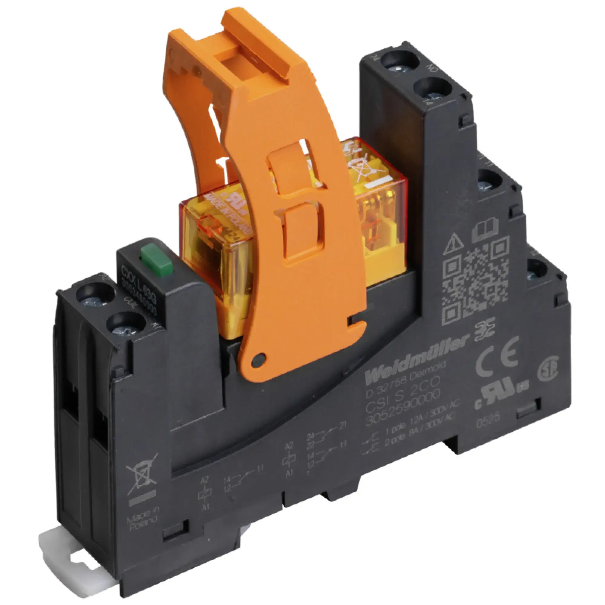 Weidmüller 3137460000 Relay module, 24 V AC +10 % / -20 %, Green LED, 1 CO contact (AgNi) , 250 V AC, 16 A, Screw connection CRIKIT S 24VAC 1CO L (img_001)