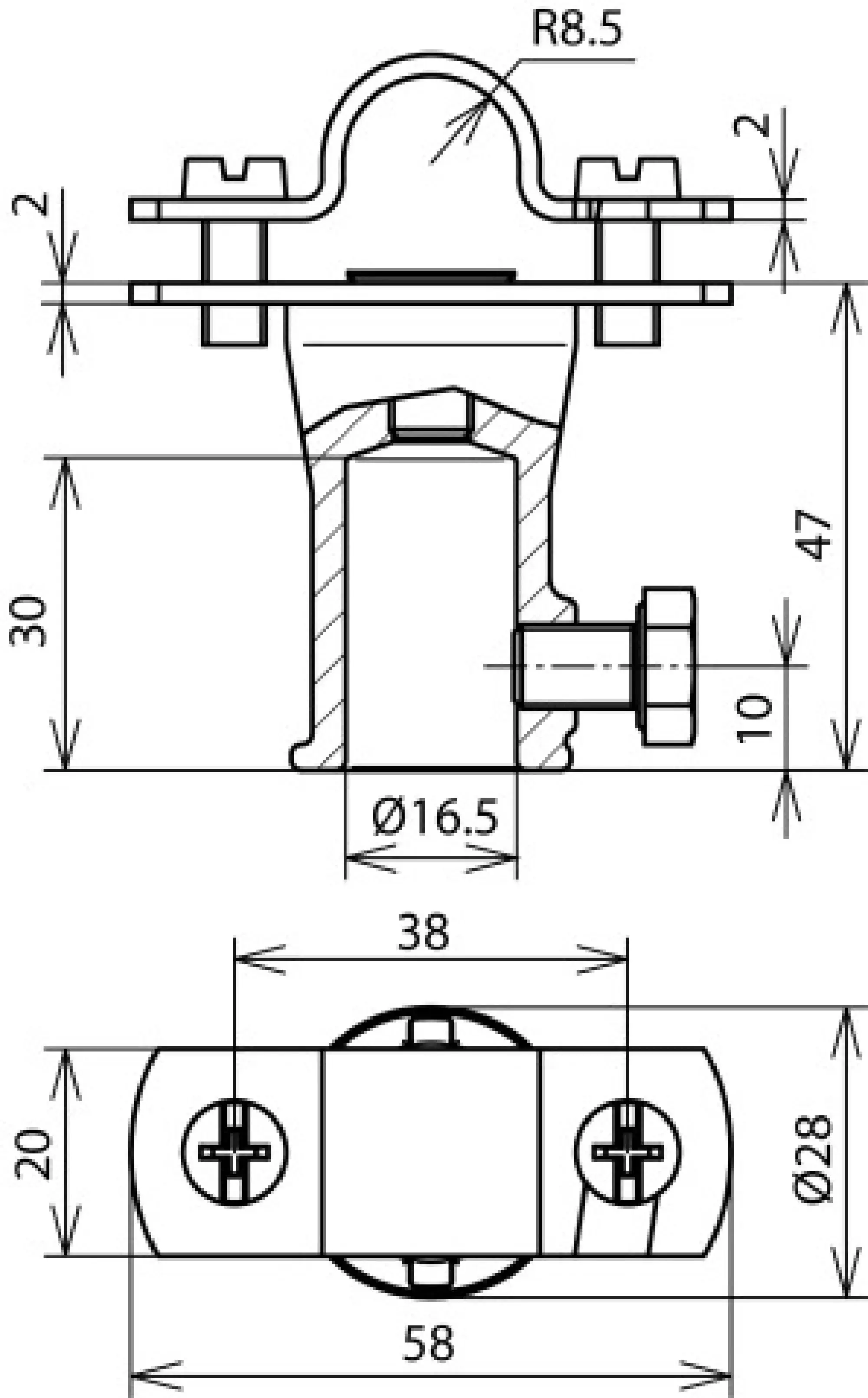 Dehn 106129 Rod holder StSt for Rd 16 mm with fixing bush ZDC D 16 mm (img_002) Dehn 106129 Rod holder StSt for Rd 16 mm with fixing bush ZDC D 16 mm (img_002)