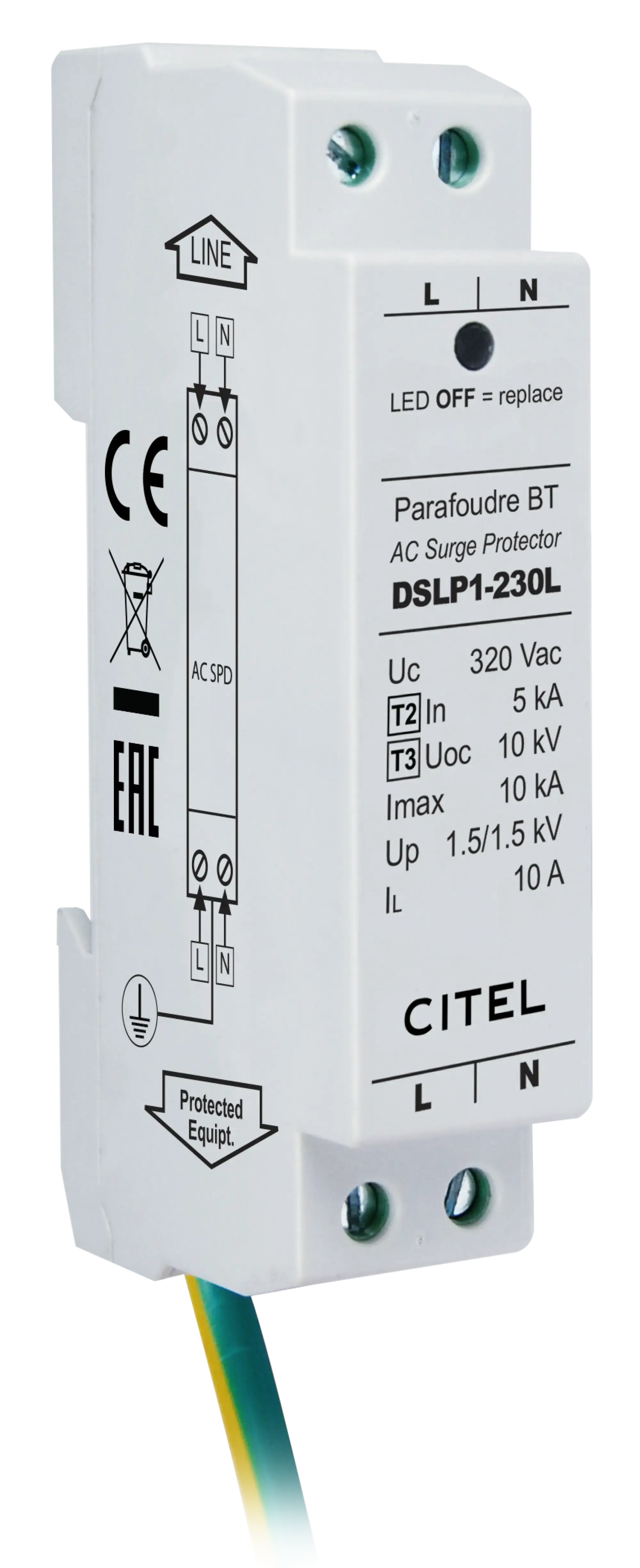 Citel 352913 Überspannungsableiter 2-polig Typ 2+3 für 230 bis 277 V für LED, Schutzklasse 1 (img_001)