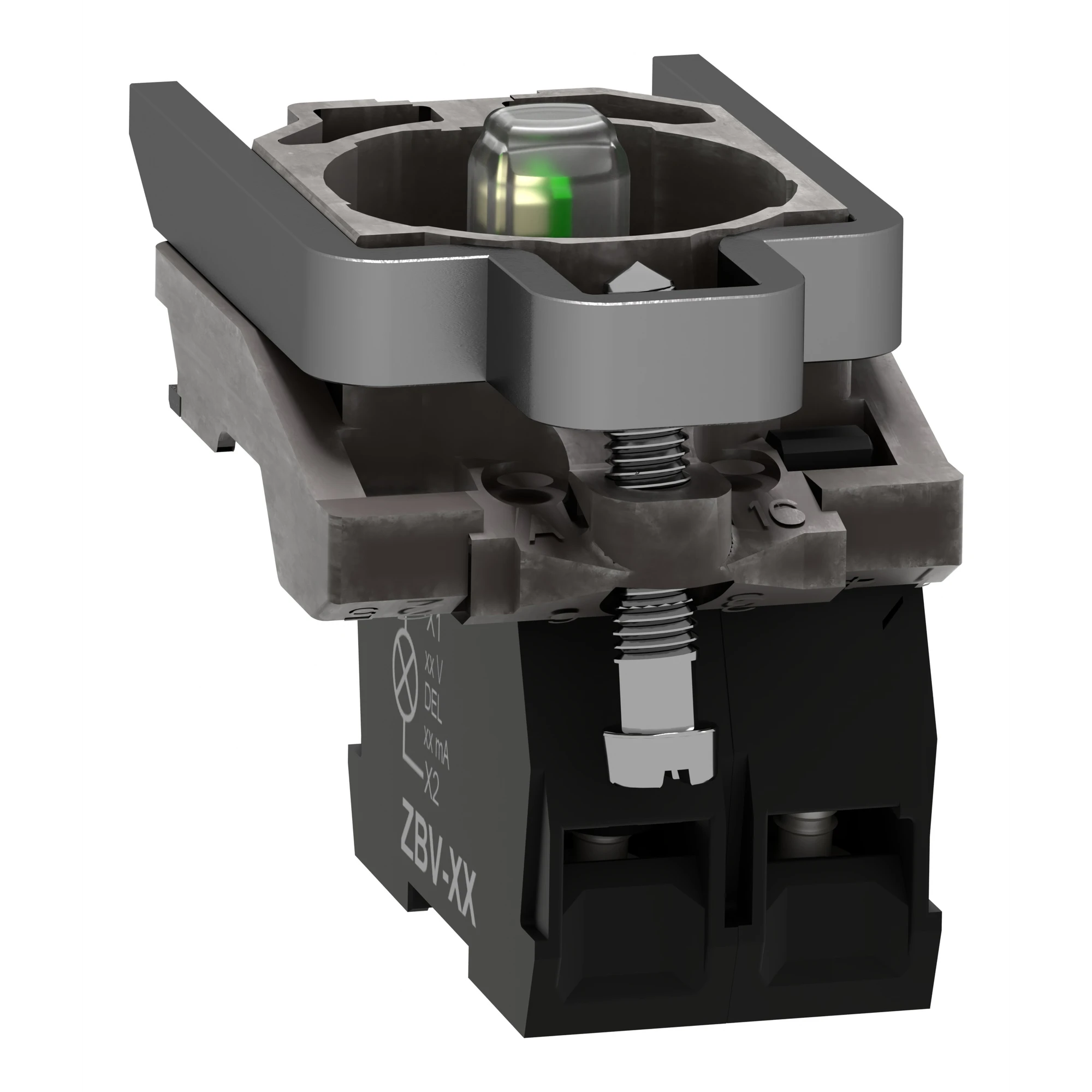 Schneider Electric ZB4BW0G12 Auxiliary contact block with mounting flange, Harmony XB4, metal, white, universal LED, 1NC, 110-120V AC (img_004) Schneider Electric ZB4BW0G12 Auxiliary contact block with mounting flange, Harmony XB4, metal, white, universal LED, 1NC, 110-120V AC (img_004)