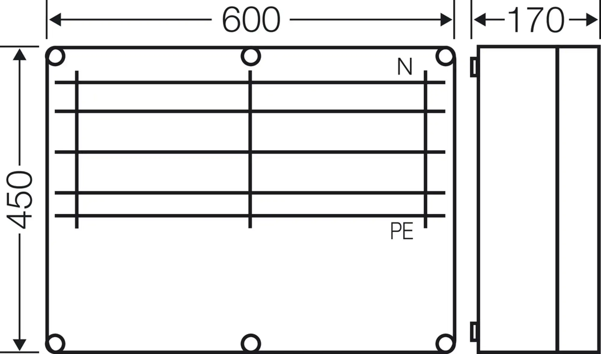 Hensel 20001329 Sammelschienen 630 A, 5polig Mi-Sammelschienengehäuse 600x450mm, Mi 6656 (img_003)