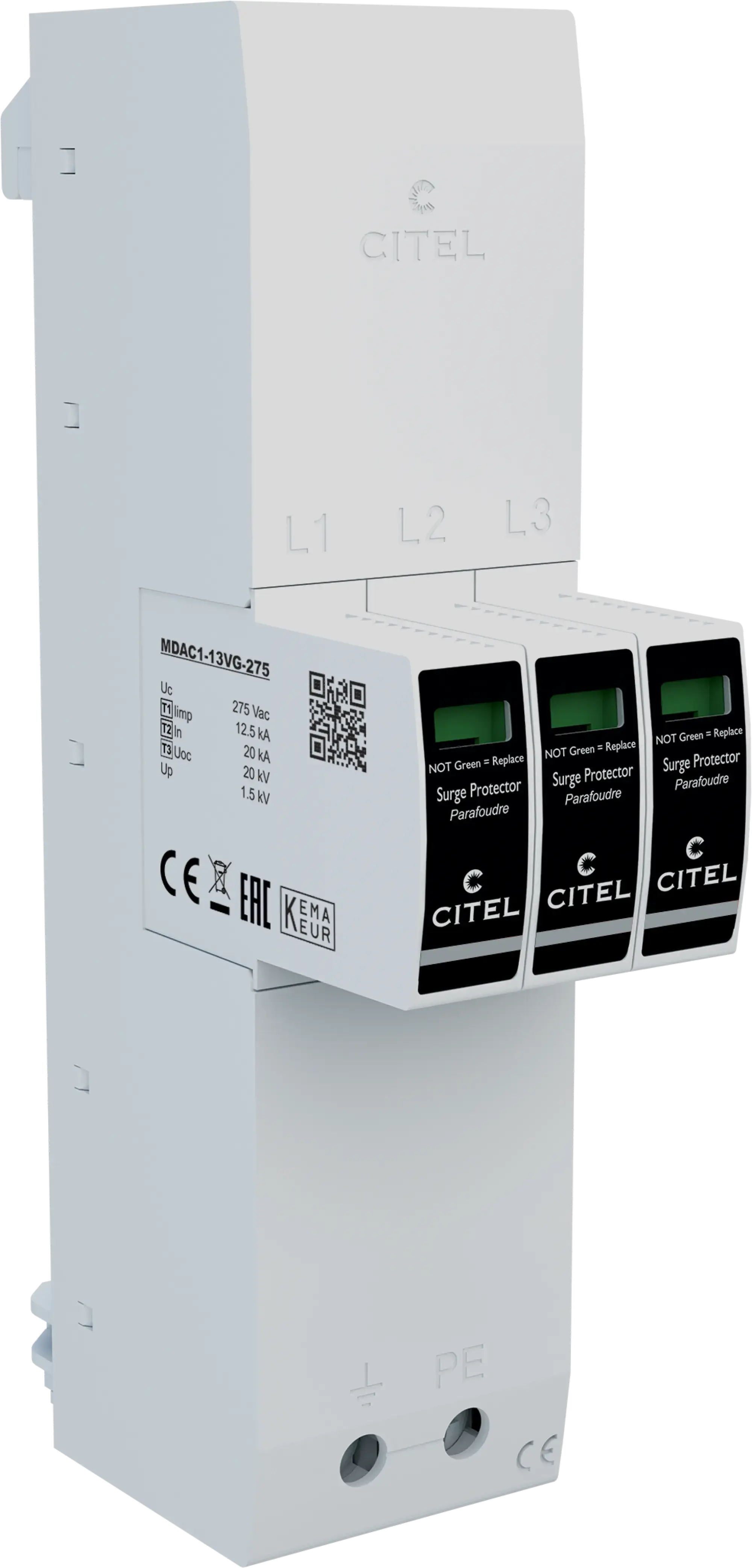 Citel 64004 Kombi-Ableiter 4-polig Typ 1+2+3 für TT Netze auf 40mm Sammelschiene (img_001)