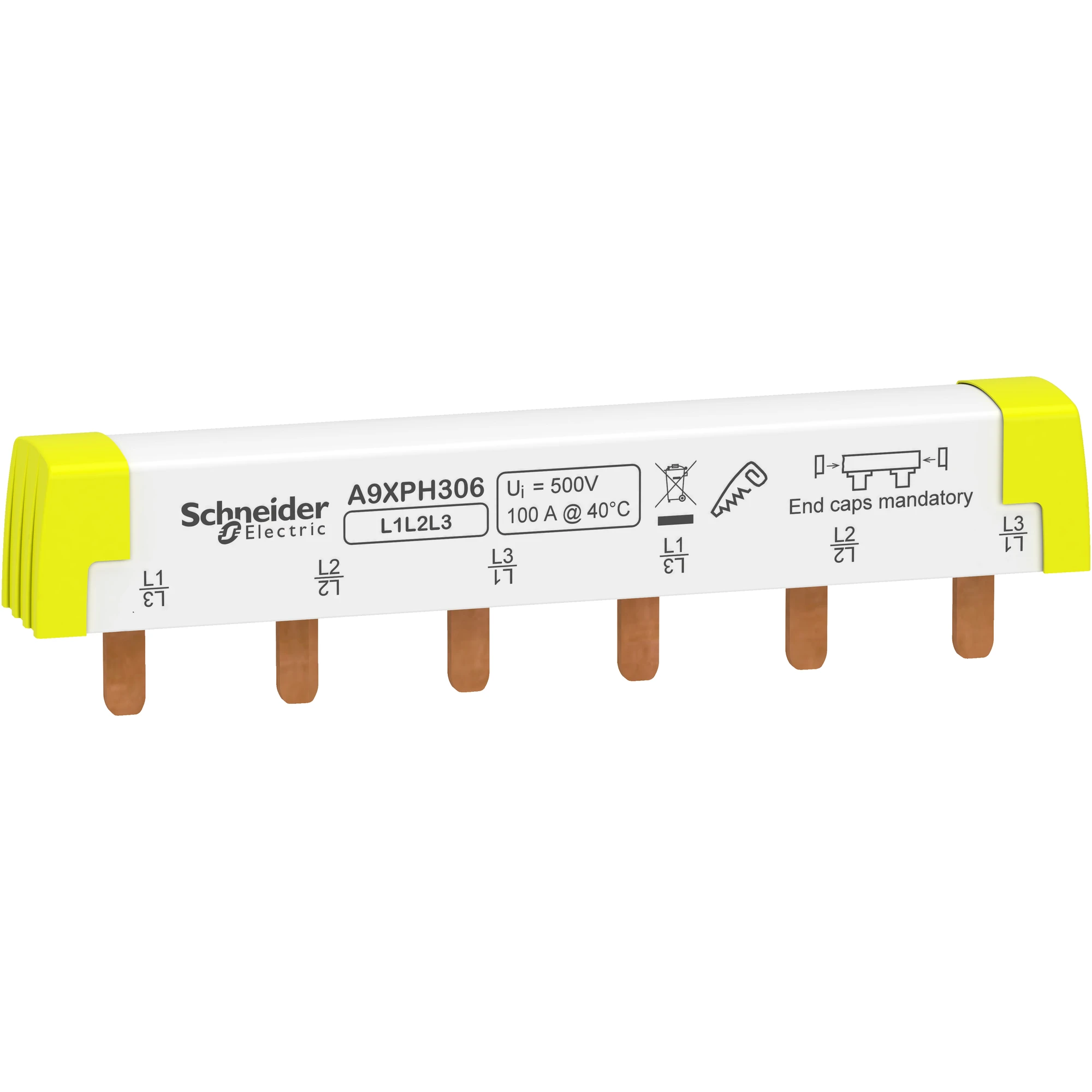 Schneider Electric A9XPH306 Busbar Bridge, Adjustable, 3P, 6 TE, 100A (img_001) Schneider Electric A9XPH306 Busbar Bridge, Adjustable, 3P, 6 TE, 100A (img_001)