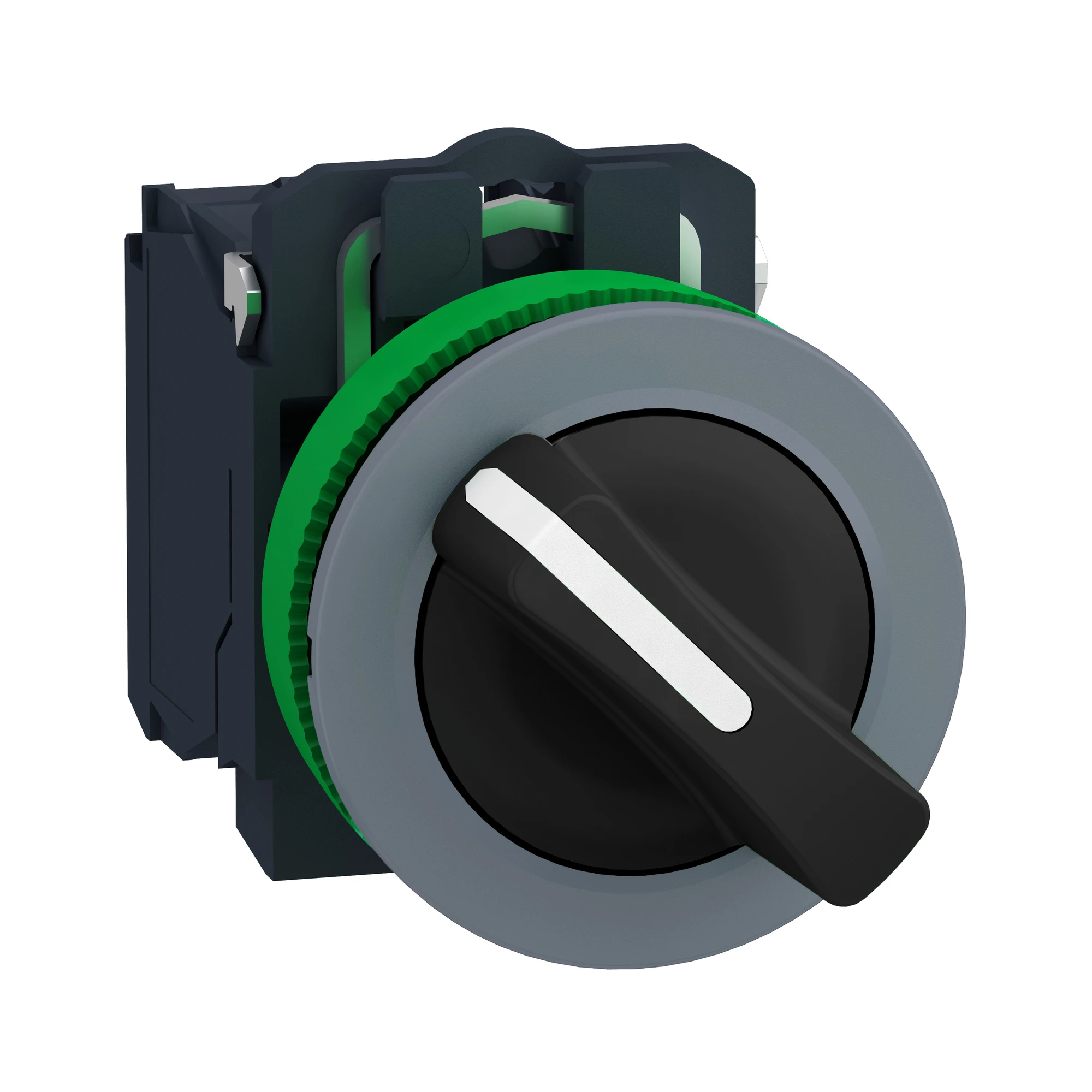 Schneider Electric XB5FD21C0 Selector switch, Harmony XB5F, plastic, light gray, black, 2 positions, 30mm, latching, 1NO (img_001)