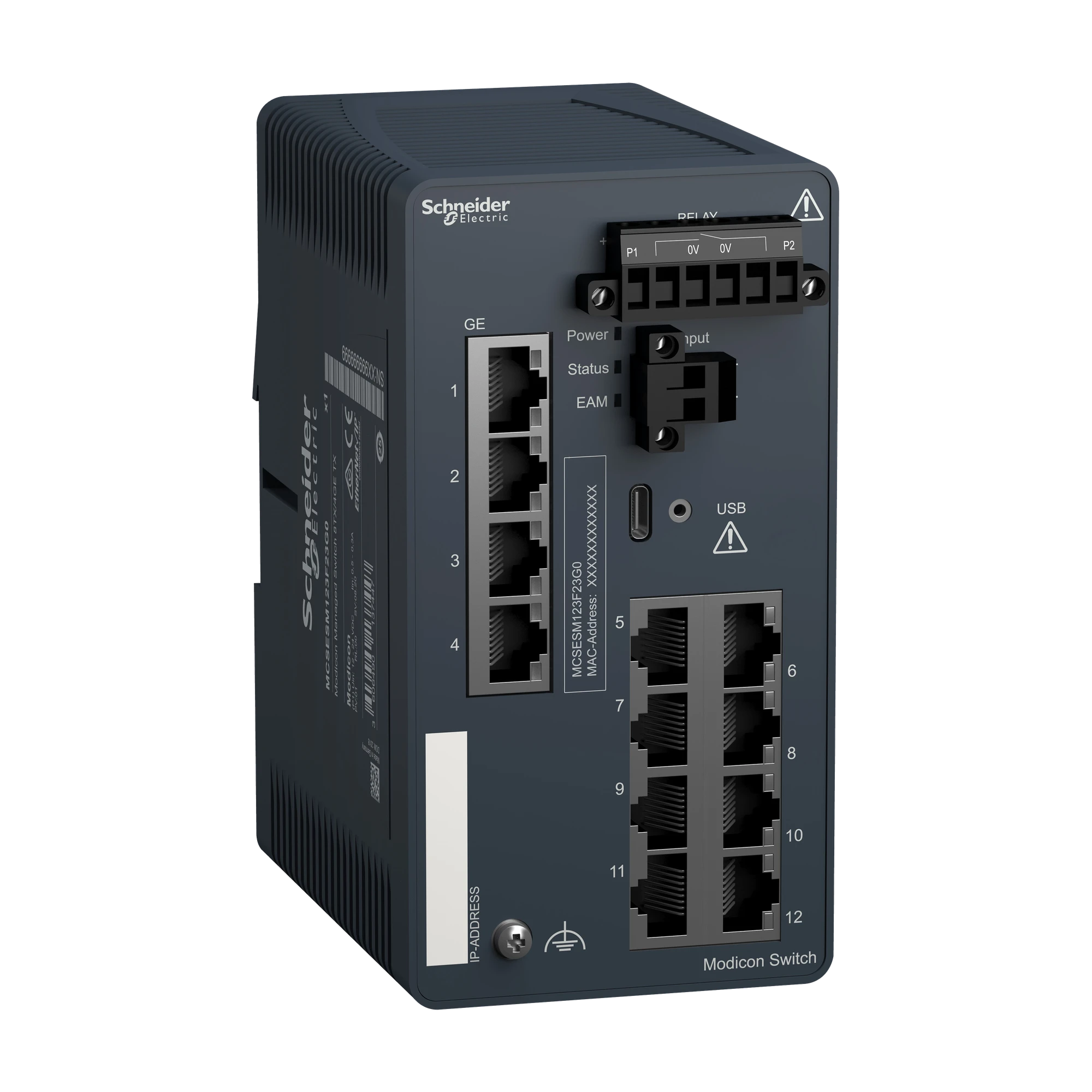 Schneider Electric MCSESM123F23G0 Modicon Managed Switch, 12 Copper Ports (8TX 10/100 + 4TX 100/1000 Mbps) (img_001) Schneider Electric MCSESM123F23G0 Modicon Managed Switch, 12 Copper Ports (8TX 10/100 + 4TX 100/1000 Mbps) (img_001)