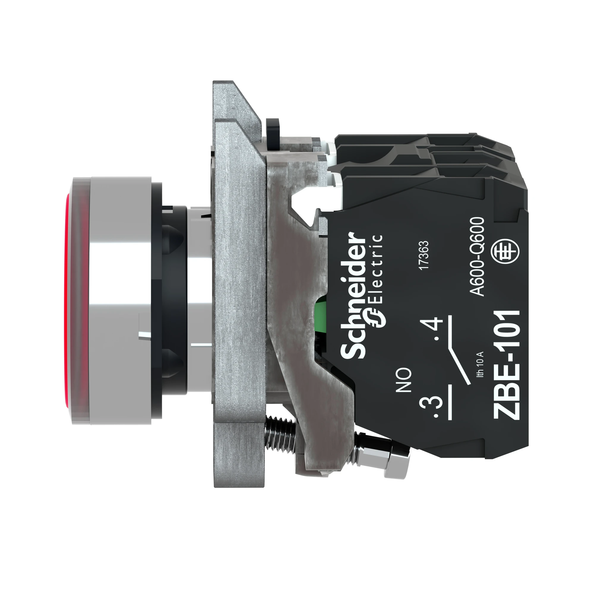 Schneider Electric XB4BW34B5 Illuminated push button, Harmony XB4, metal, 22mm, red, unlabeled, universal LED, smooth dome, 1NC+1NO, 24V ACDC (img_005)