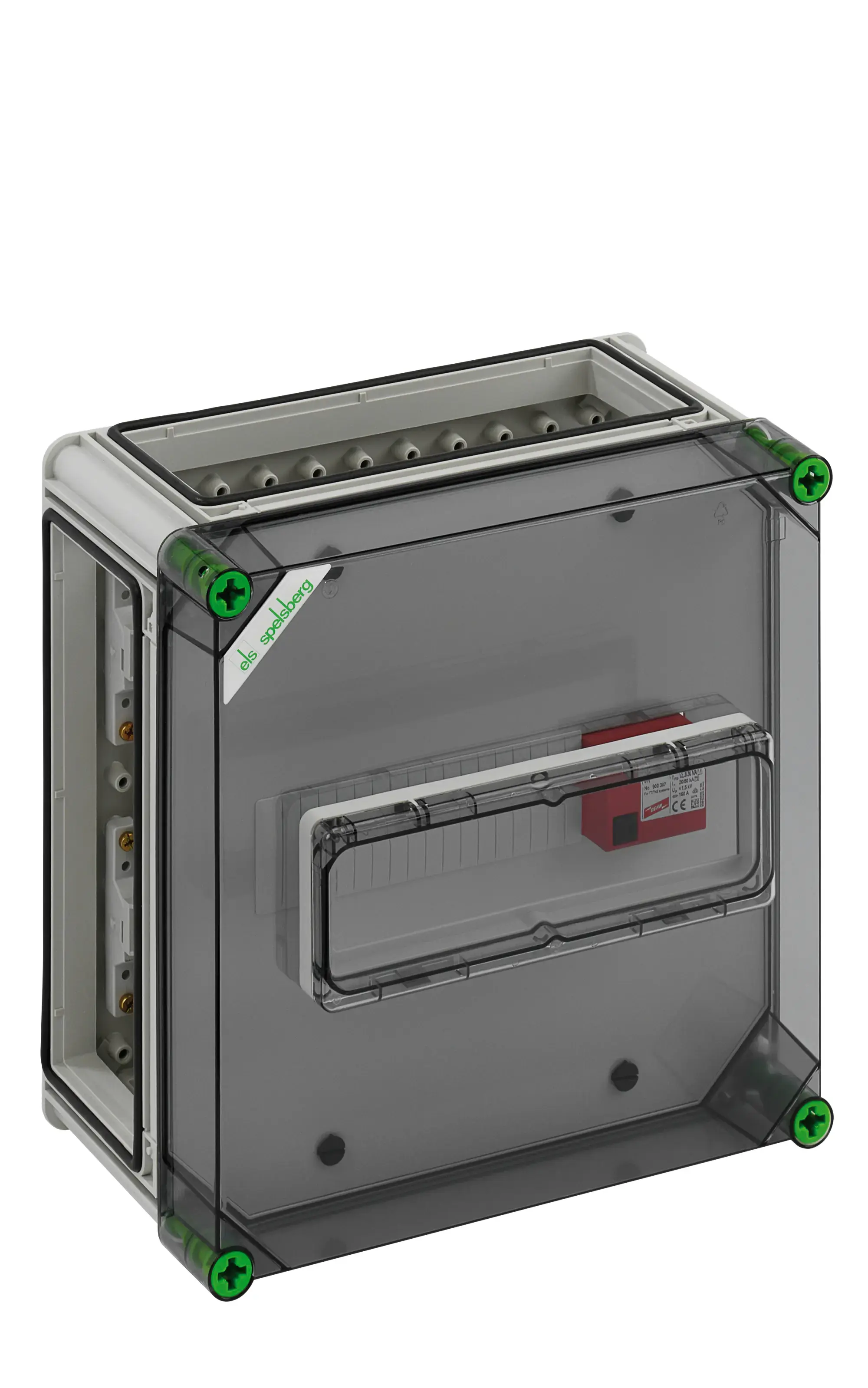 Spelsberg 01009501 Lightning protection enclosure, transparent, Type of protection IP65, Impact strength IK08, Protection class II, Rated voltage 400V AC, Halogen free (img_001)