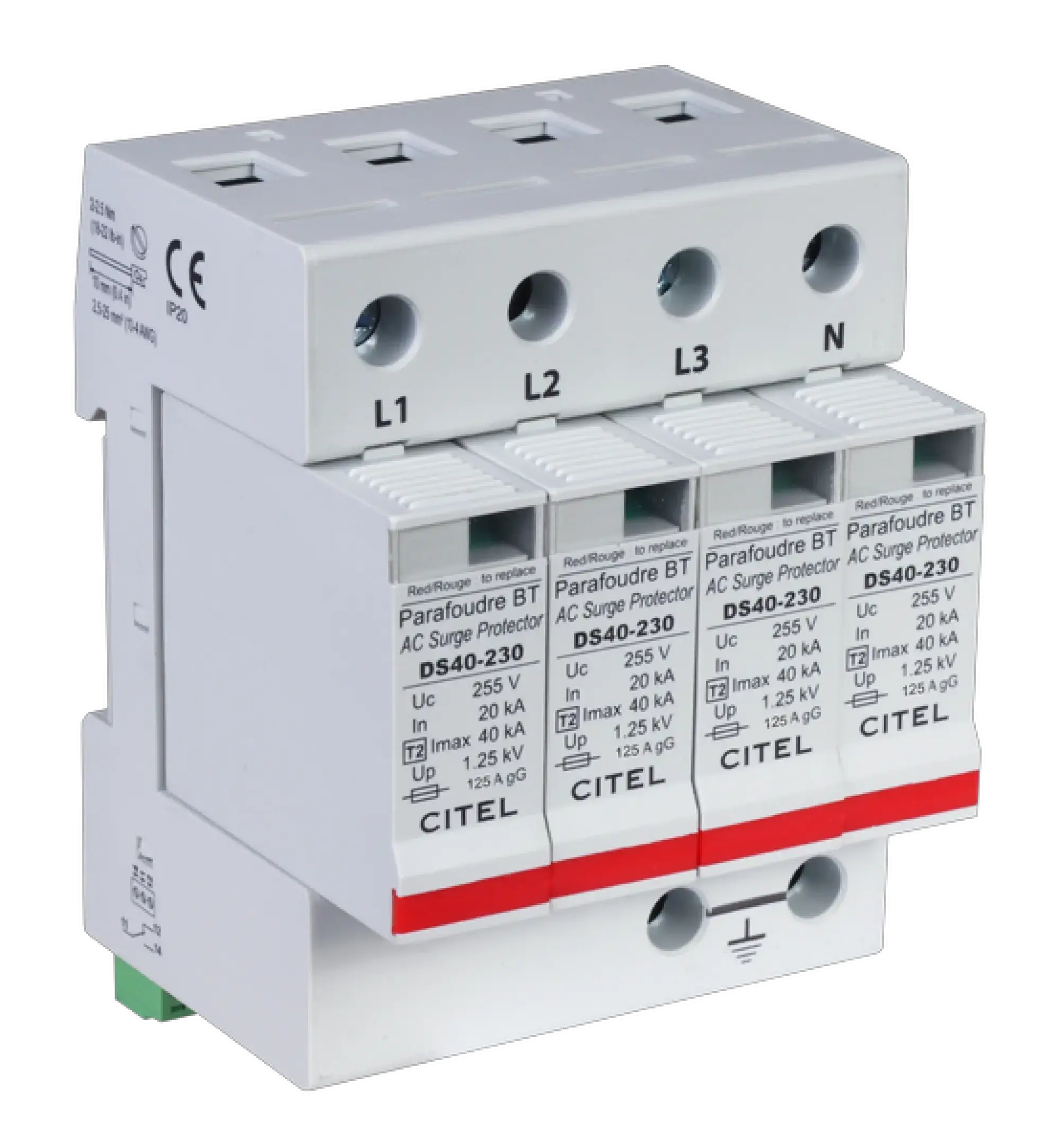 Citel 46152220 Überspannungsbleiter 4-polig Typ 2 für 230/400 V TNS Netze (img_001)