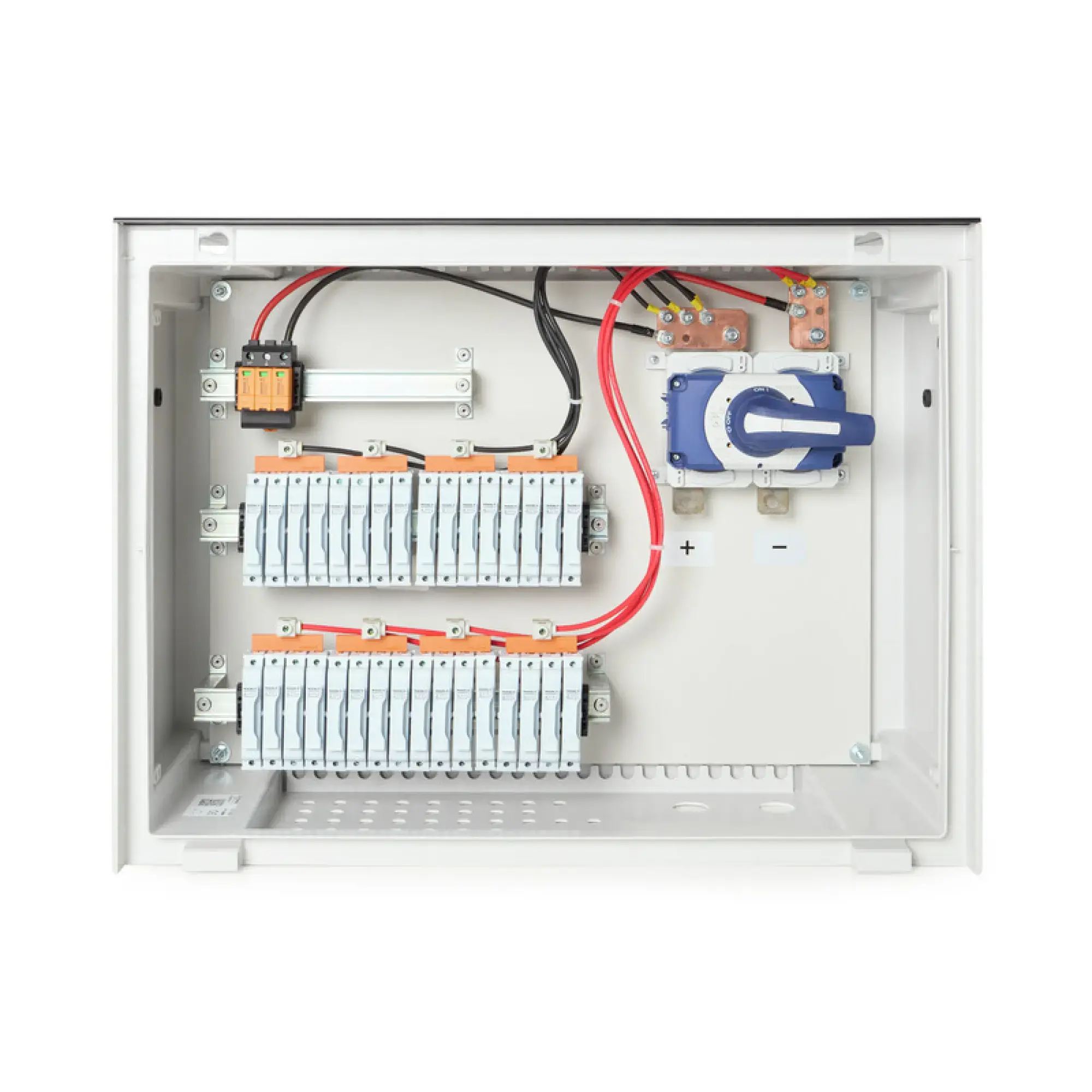 Weidmüller 8000119547 Combiner Box (Photovoltaik), 1500 V, With fuse holder, Surge protection II, Cable gland, for wall mounting, Switch disconnector, Landscape, Central In (img_001)