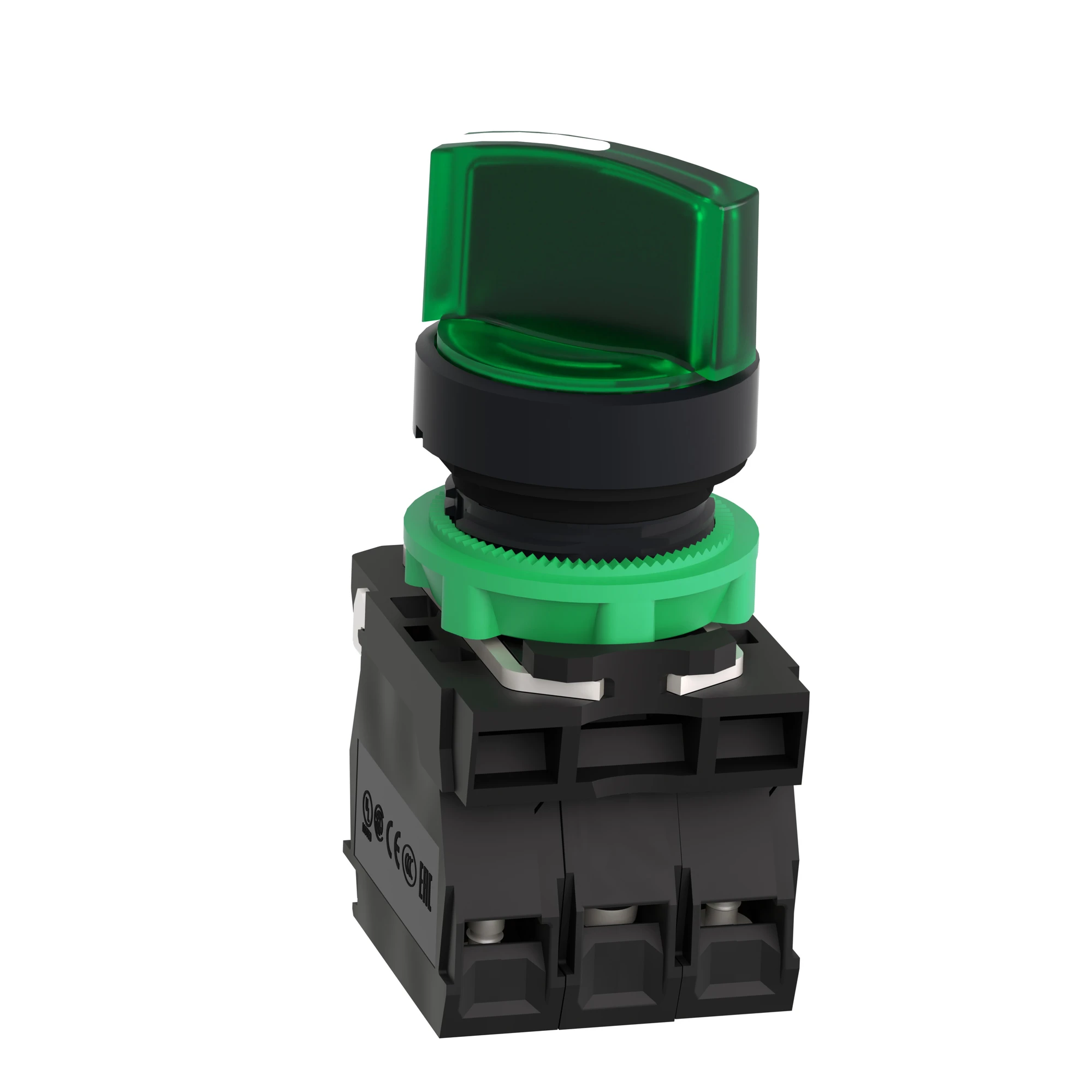 Schneider Electric XB5AK123G5 Illuminated Selector Switch, Harmony XB5, Plastic, Green, 22mm, Universal LED, 2 Positions, 1NO + 1NC, 110-120V AC (img_006)