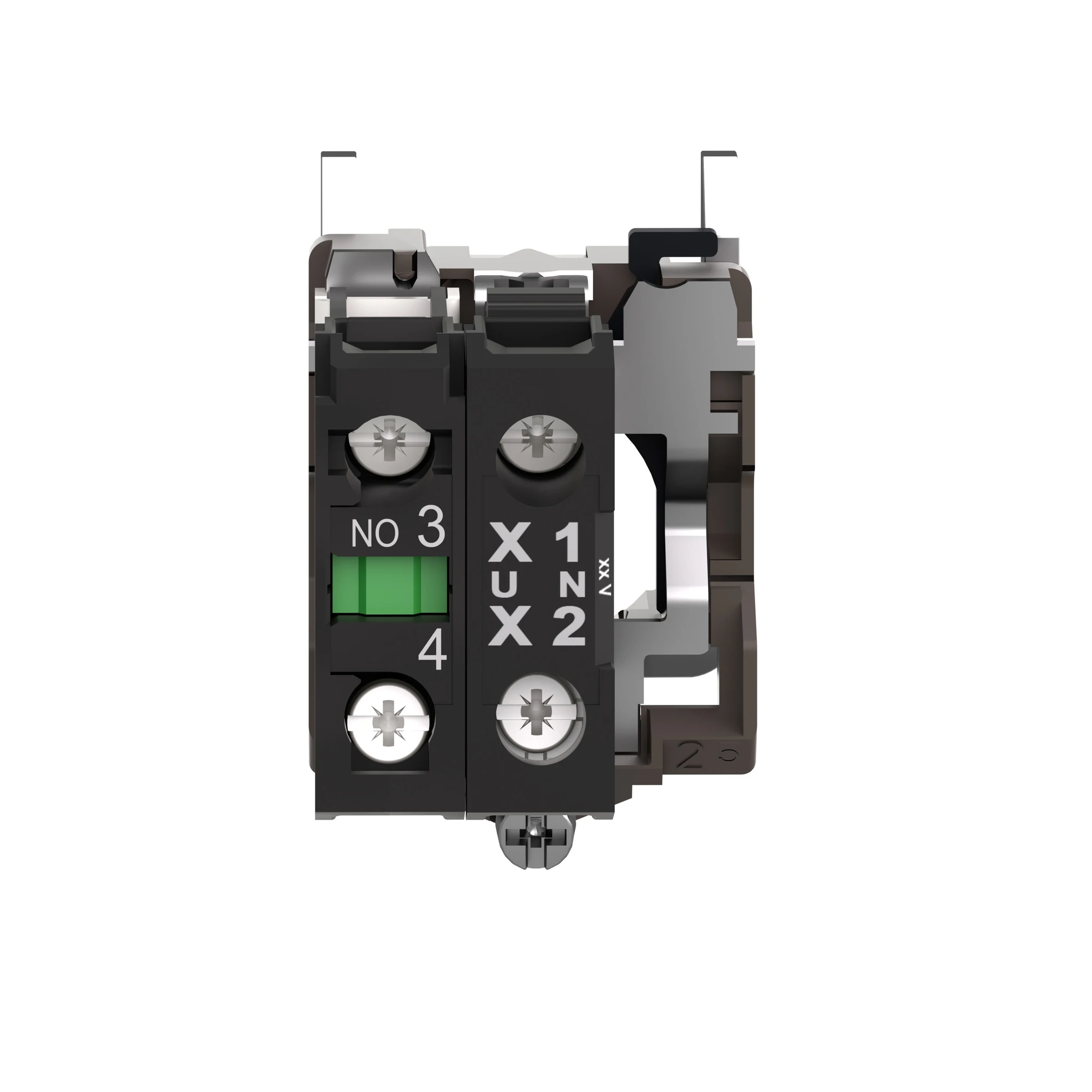 Schneider Electric ZB4BW0M11 Auxiliary contact block with mounting flange, Harmony XB4, metal, white, universal LED, 1S, 230-240V AC (img_005)