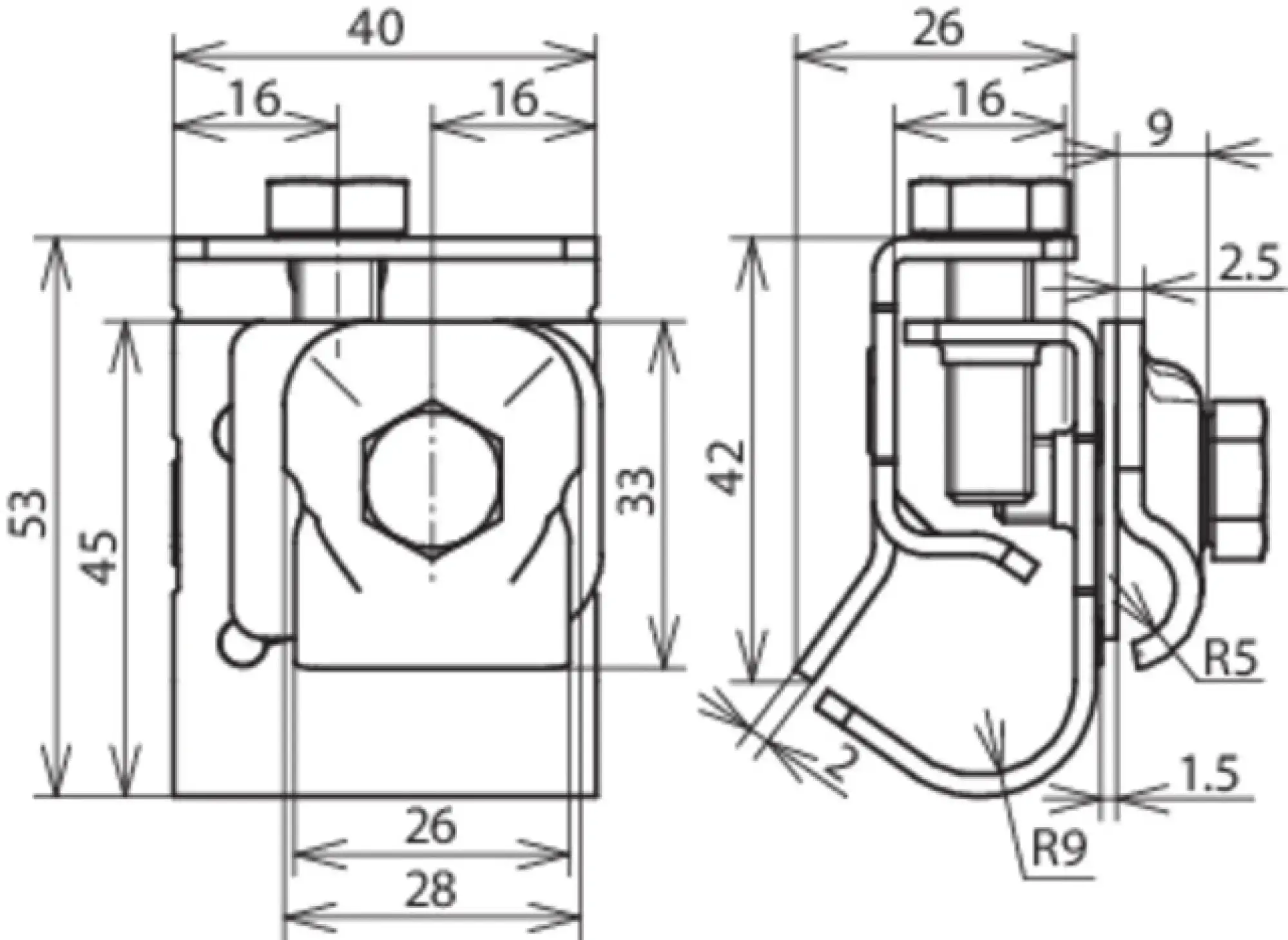 Dehn 339167 Bimetallic gutter clamp, Cu-St/tZn with double cleat for Rd 6-10mm (img_002) Dehn 339167 Bimetallic gutter clamp, Cu-St/tZn with double cleat for Rd 6-10mm (img_002)