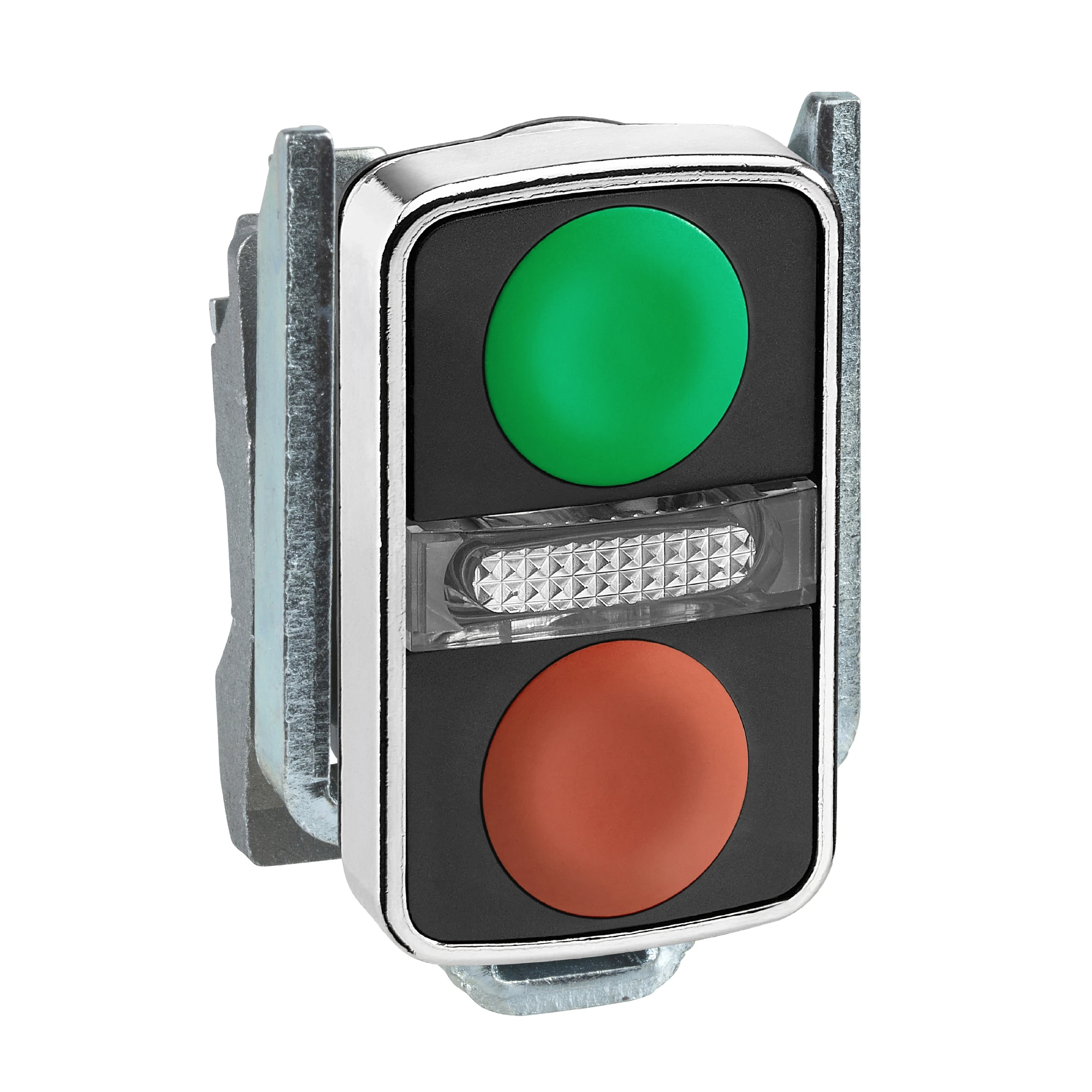 Schneider Electric ZB4BW7A3740 Double push-button, front element, Harmony XB4, metal, 22mm, green, red, unlabelled, illuminated (img_001)