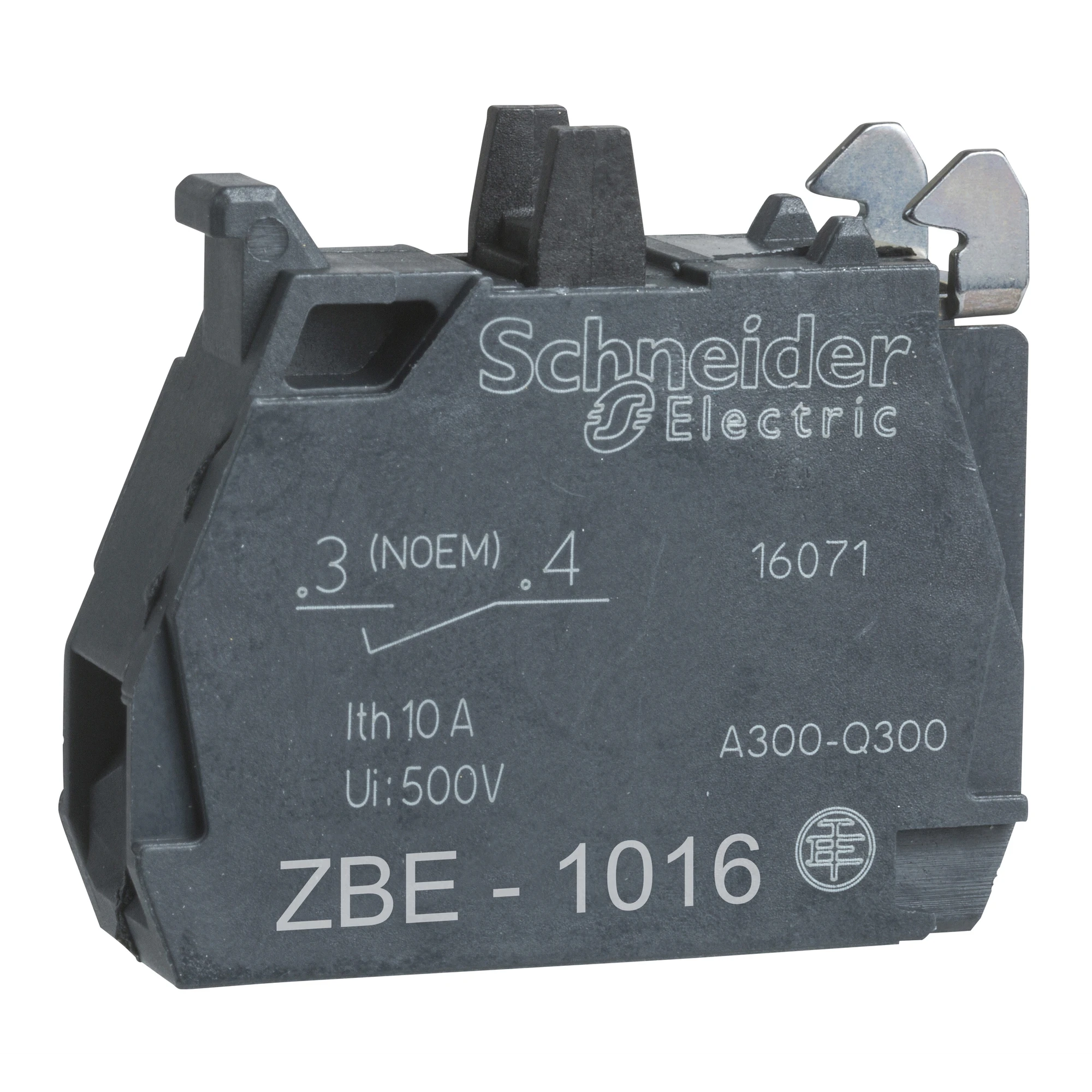 Schneider Electric ZBE1016 Auxiliary contact, contact block, Harmony XB4 and XB5, 22mm, 30mm, screw terminal, gold-plated, 1S (img_001)