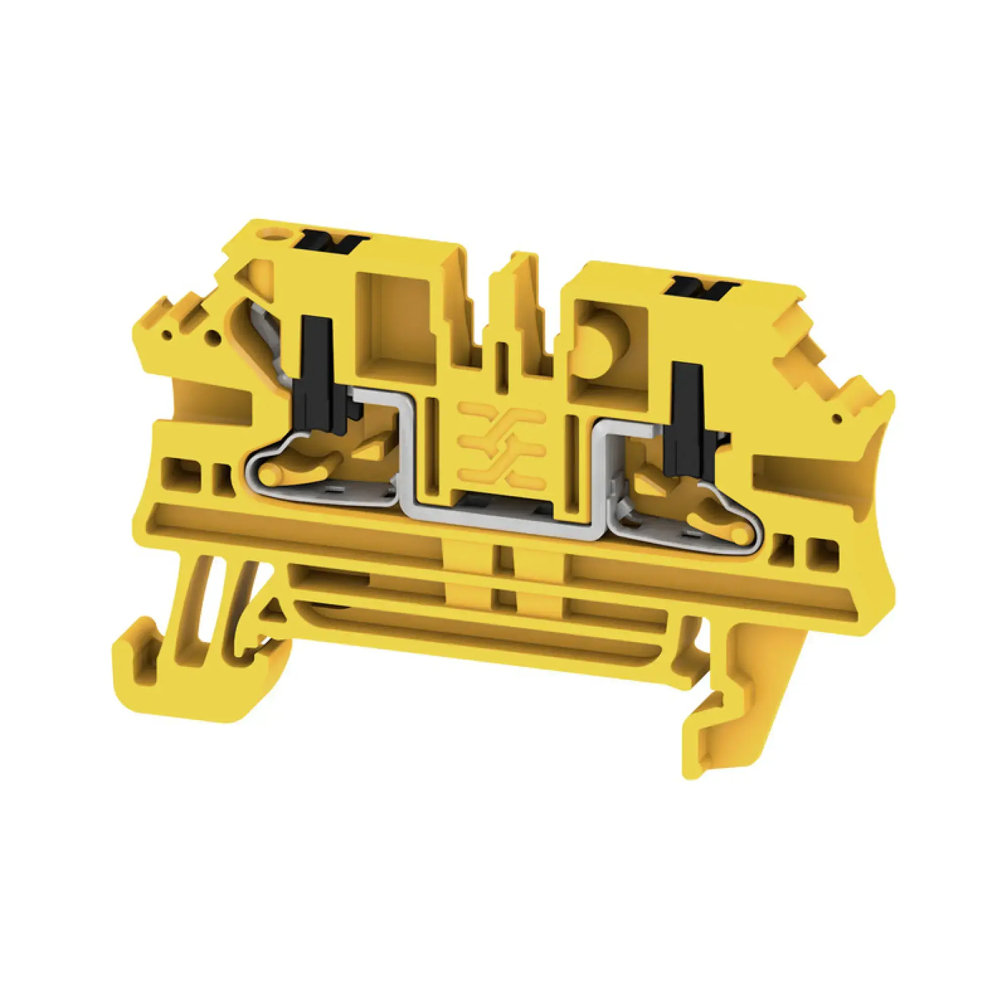 Weidmüller 2847320000 Feed-through terminal block, PUSH IN, black/yellow, 2.5 mm², 24 A, 800 V, Number of connections: 2 (img_001)