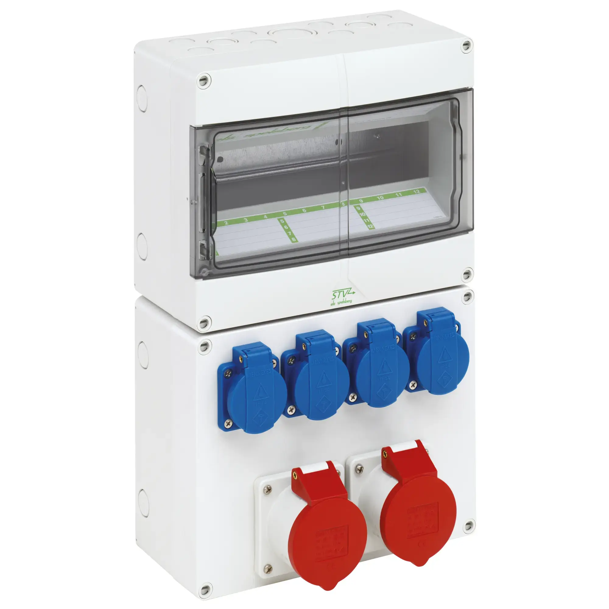 Spelsberg 73122401 Socket outlet combination, Type of protection IP44, 12 TE, Impact strength IK08, Protection class II, Rated insulation voltage 400V AC, Halogen free (img_001) Spelsberg 73122401 Socket outlet combination, Type of protection IP44, 12 TE, Impact strength IK08, Protection class II, Rated insulation voltage 400V AC, Halogen free (img_001)