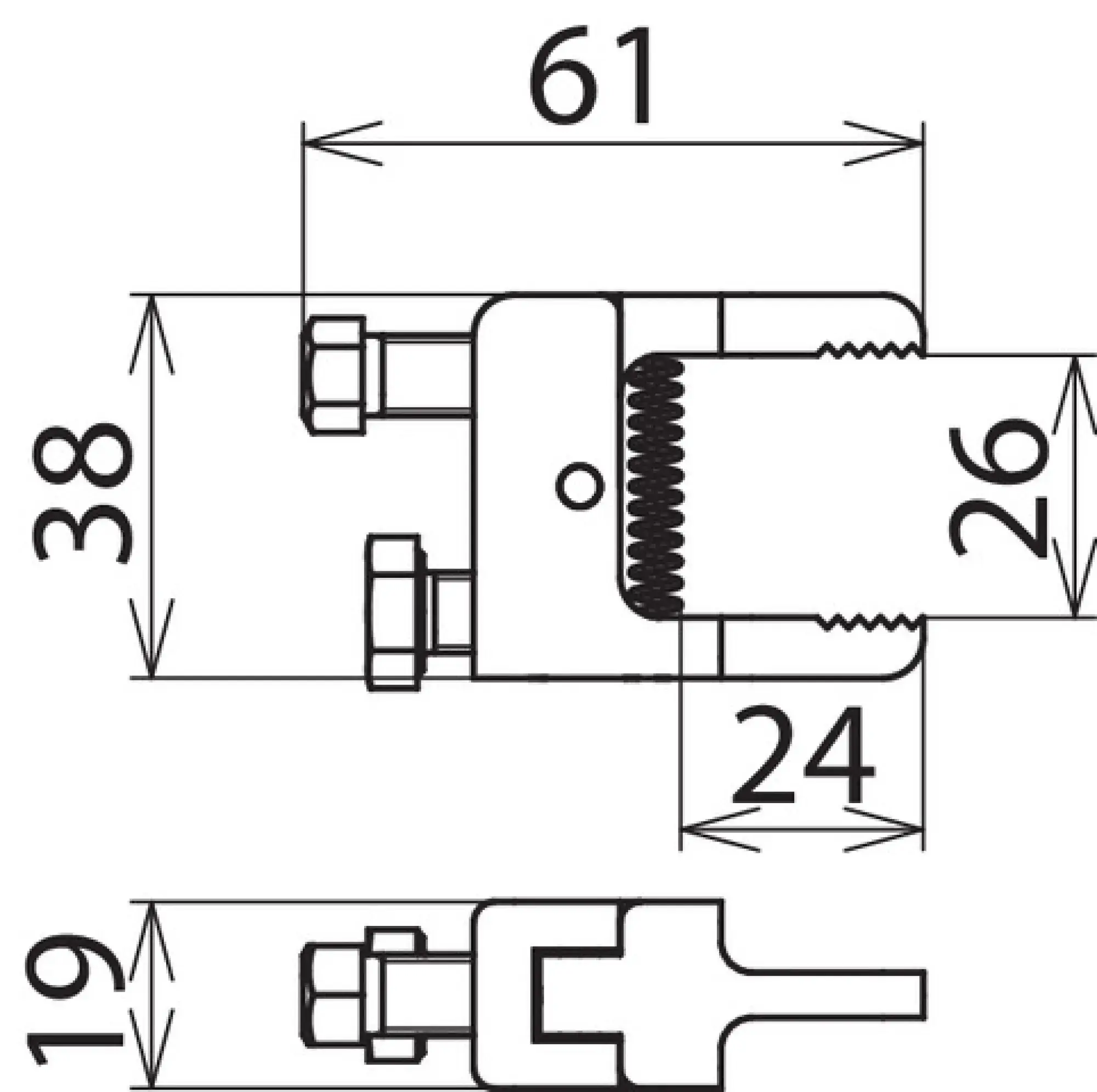Dehn 745509 Compact clamp w. threaded bolt M8x12mm clamping range: 0-24mm (small clamp jaws) (img_004) Dehn 745509 Compact clamp w. threaded bolt M8x12mm clamping range: 0-24mm (small clamp jaws) (img_004)
