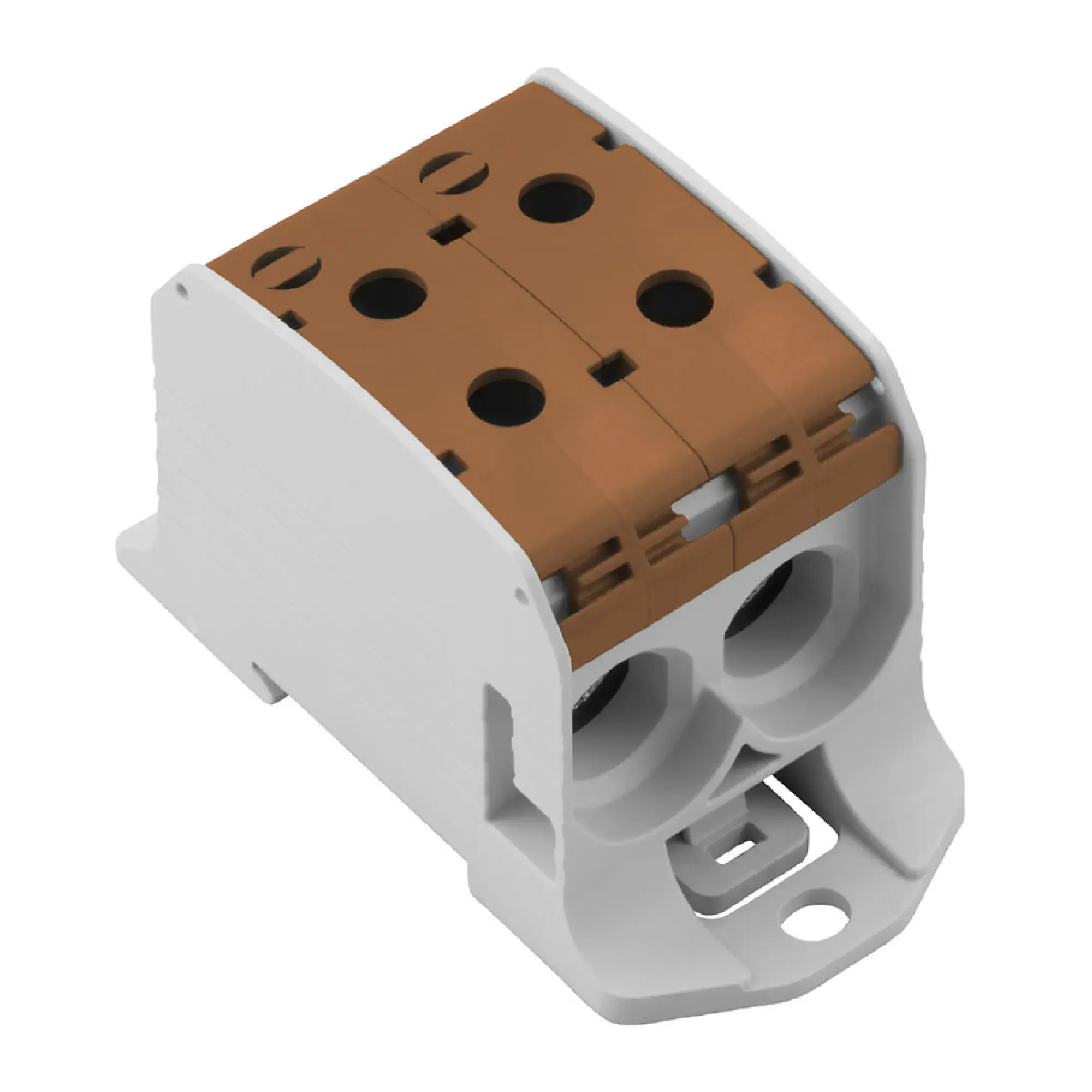 Weidmüller 2502730000 Potential distributor terminal, Screw connection, brown, 95 mm², 232 A, 1000 V, Number of connections: 4, Number of levels: 1, TS 35, V-0, Wemid (img_001)