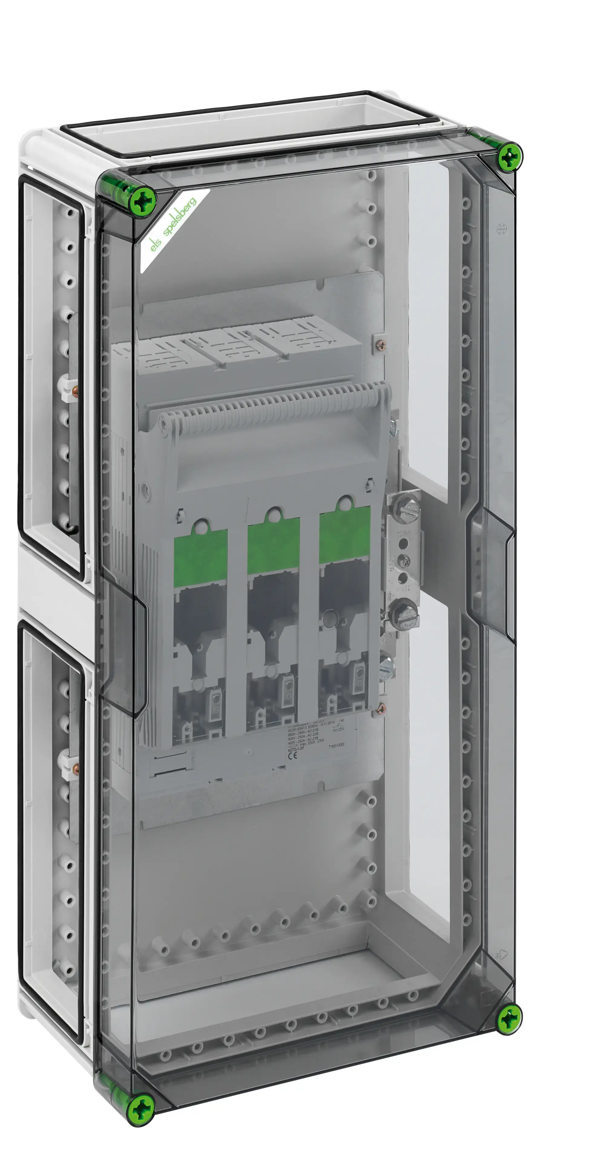 Spelsberg 02641101 NH fuse enclosure, Type of protection IP65, Impact strength IK08, Protection class II, Rated voltage 690V AC, Rated voltage 440V DC, Halogen free (img_001)