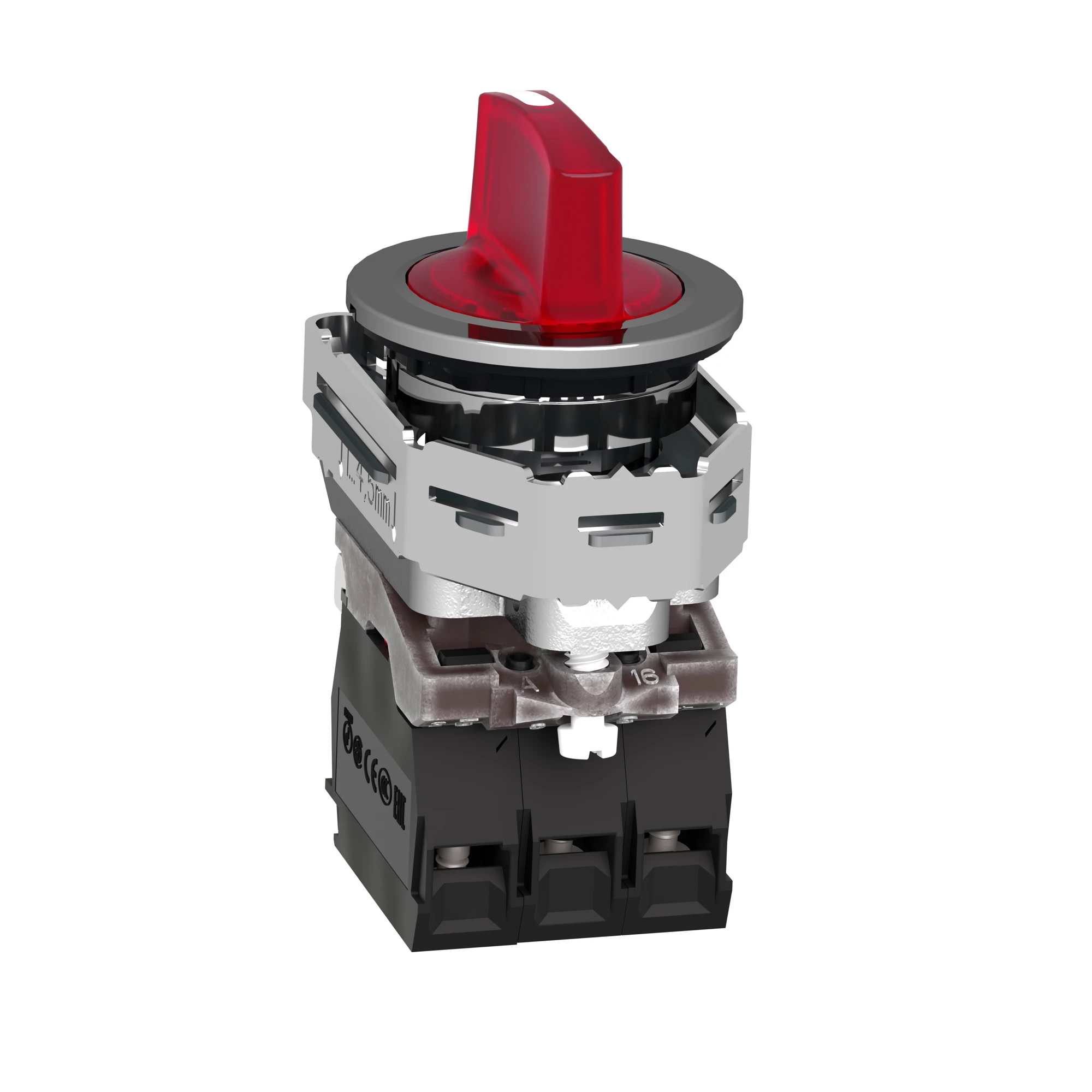 Schneider Electric XB4FK134B5 Illuminated selector switch, Harmony XB4F, 30mm, metal, red, universal LED, 3 positions, 1NC+1NO, 24V ACDC (img_006) Schneider Electric XB4FK134B5 Illuminated selector switch, Harmony XB4F, 30mm, metal, red, universal LED, 3 positions, 1NC+1NO, 24V ACDC (img_006)