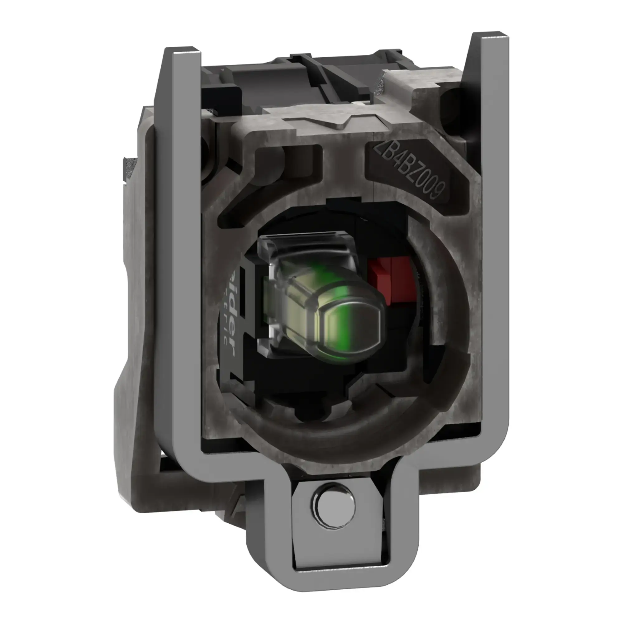 Schneider Electric ZB4BW0B12 Auxiliary contact block with mounting flange, Harmony XB4, metal, white, universal LED, 1NO, 24V AC/DC (img_010)