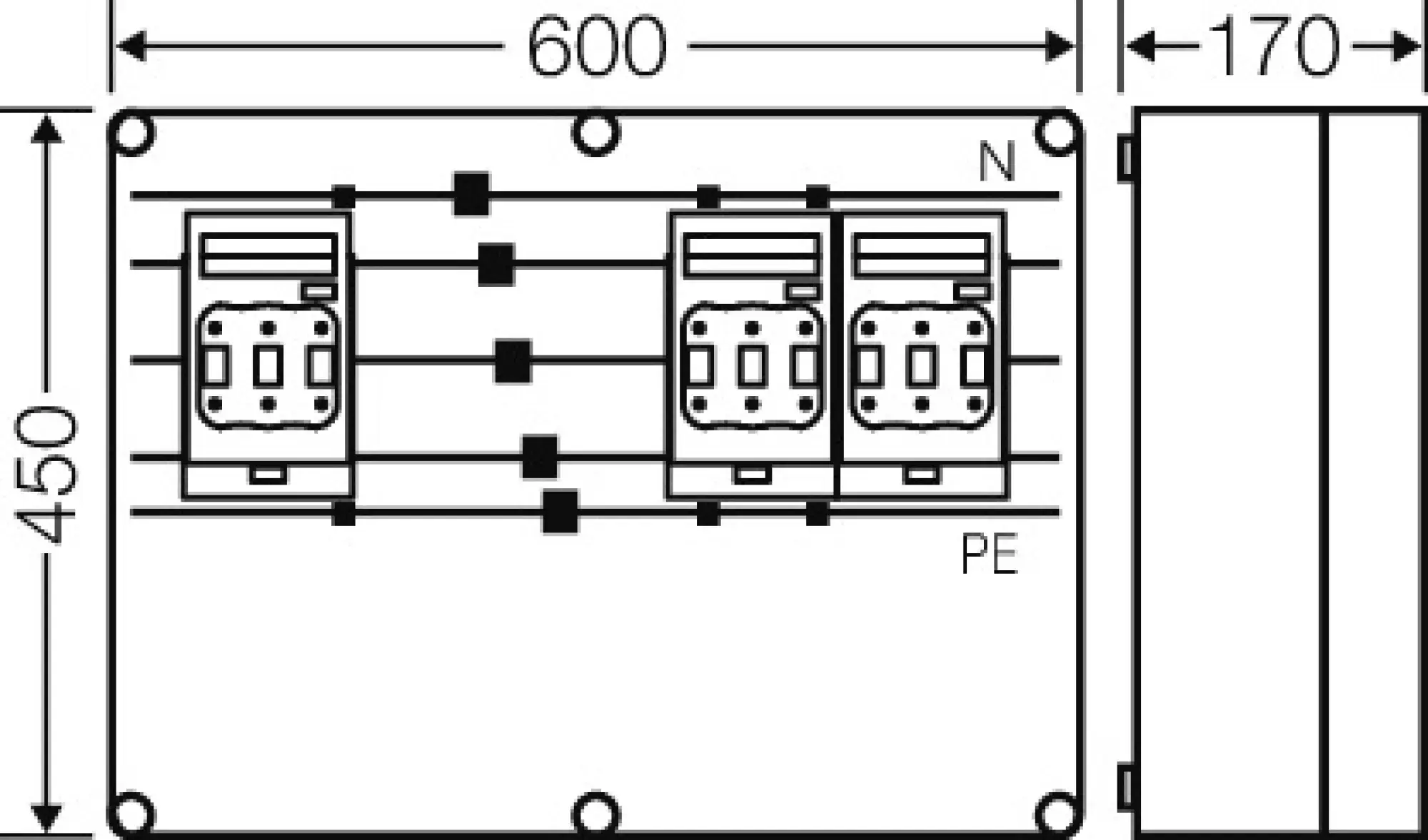 Hensel 20001321 Mi-NH-Sicherungslasttrennschaltergehäuse 3x3x NH00, a. Sammelschine, 250A,5p. Mi 6632 (img_002)
