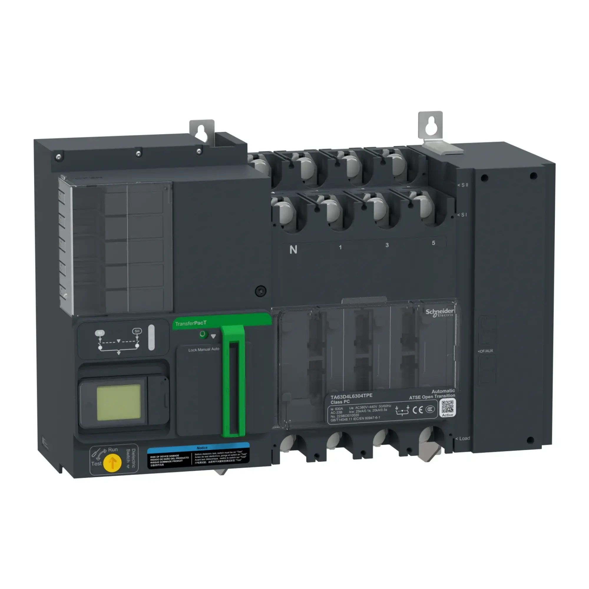 Schneider Electric TA63D4L3204TPE TransferPacT Active TA630 Automatic Network Switching, 320A, 400V, 4P, LCD (img_002)