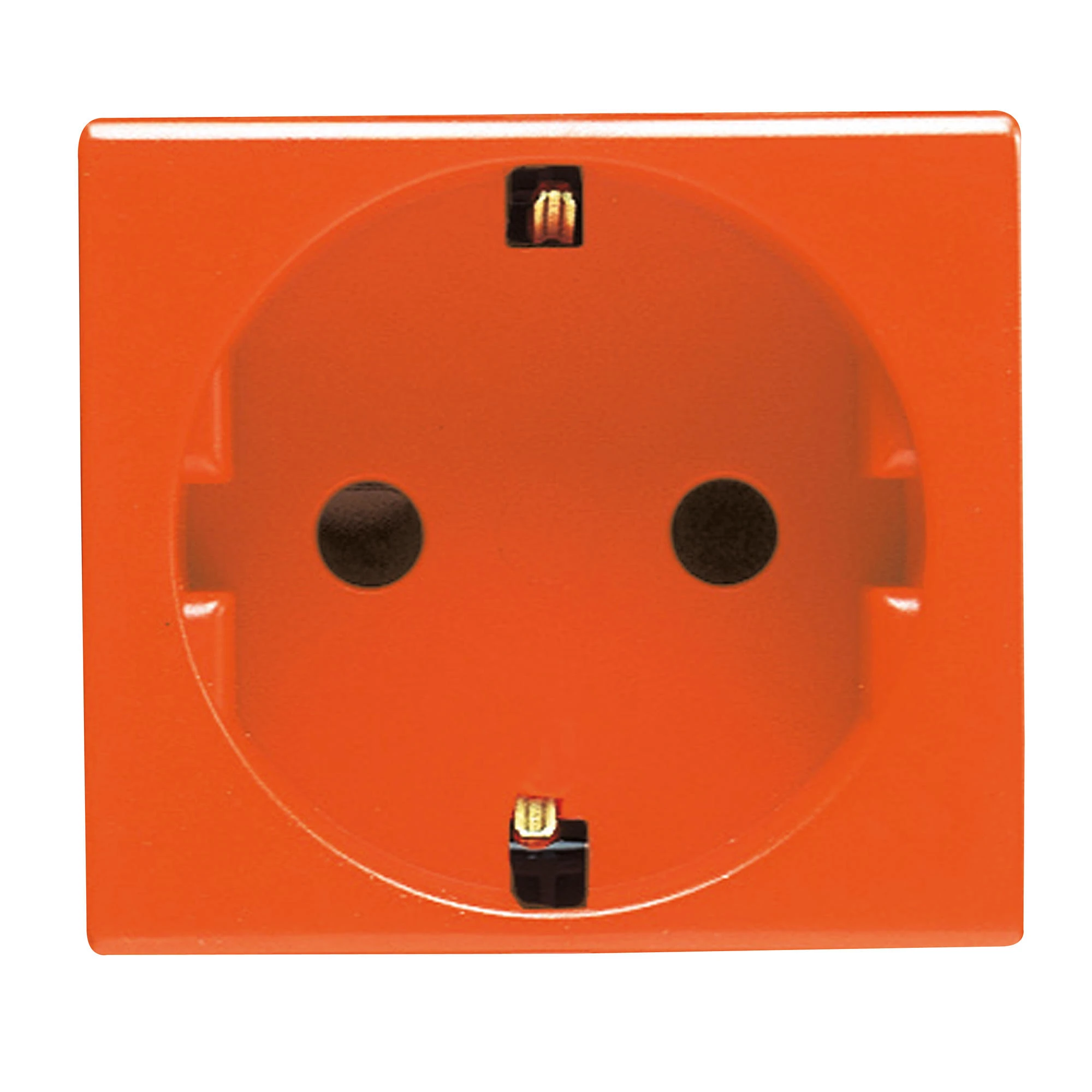 GEWISS GW20288 GERMAN STANDARD SOCKET-OUTLET 250V ac - FOR DEDICATED LINES - 2P+E 16A - 2 MODULES - ORANGE - SYSTEM (img_001)