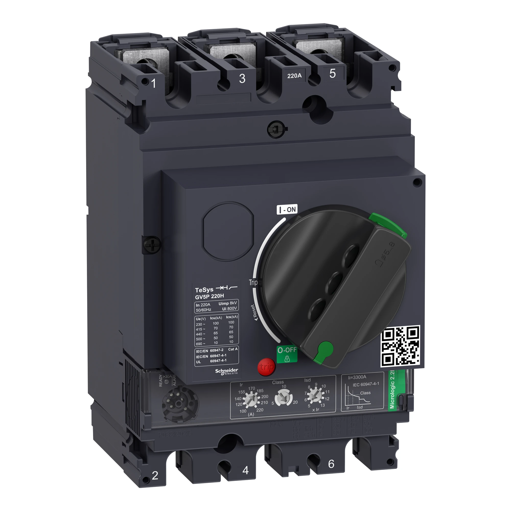 Schneider Electric GV5P220H Motor Protection Circuit Breaker, TeSys GV5, 3P, 220A, Icu 70kA, Thermomagnetic (img_001) Schneider Electric GV5P220H Motor Protection Circuit Breaker, TeSys GV5, 3P, 220A, Icu 70kA, Thermomagnetic (img_001)