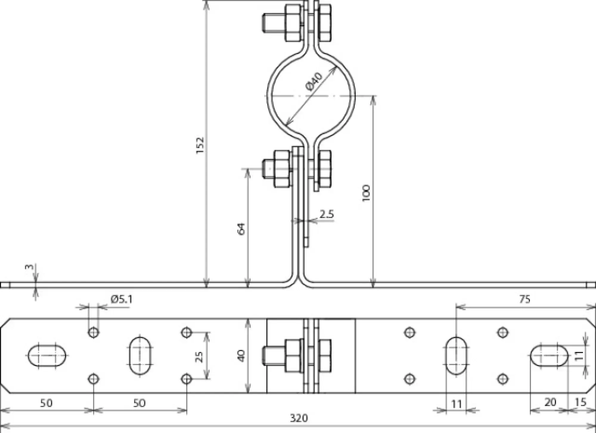 Dehn 105140 Mounting bracket StSt with cleat f. pipes D 40mm for DEHNiso-Combi (img_004)