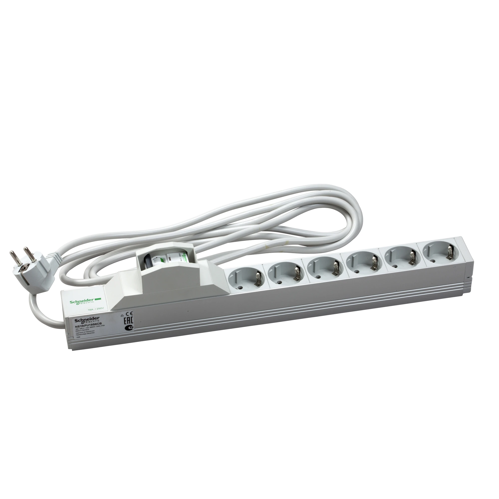 Schneider Electric NSYAPU19S6CB Actassi, 1U Power Distribution Unit, 6 Outlets+Circuit Breaker 19P VDE (img_001)