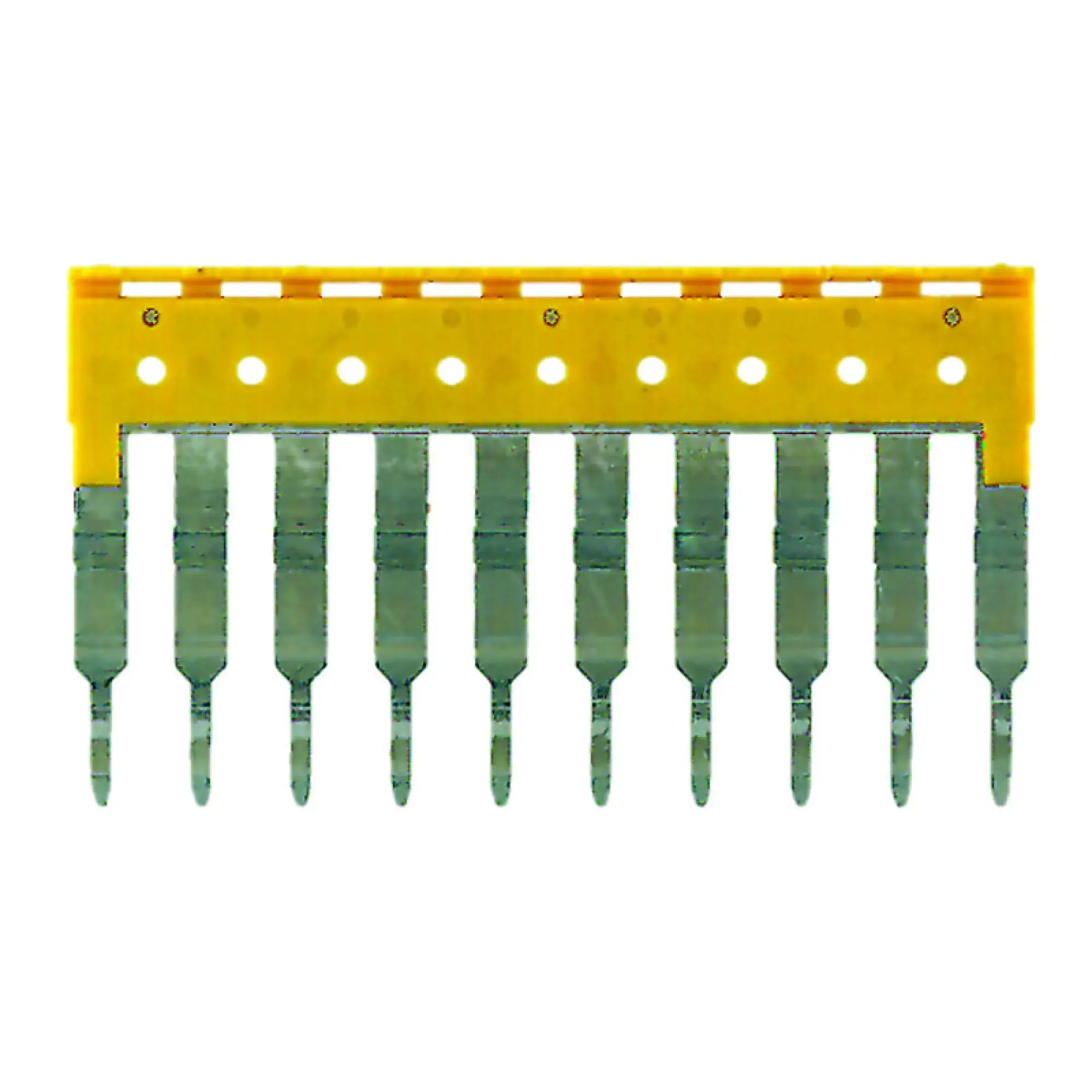 Weidmüller 1608940000 Cross-connector (terminal), Plugged, yellow, 24 A, Number of poles: 10, Pitch in mm: 5.10, Insulated: Yes, Width: 2.8 mm (img_001)