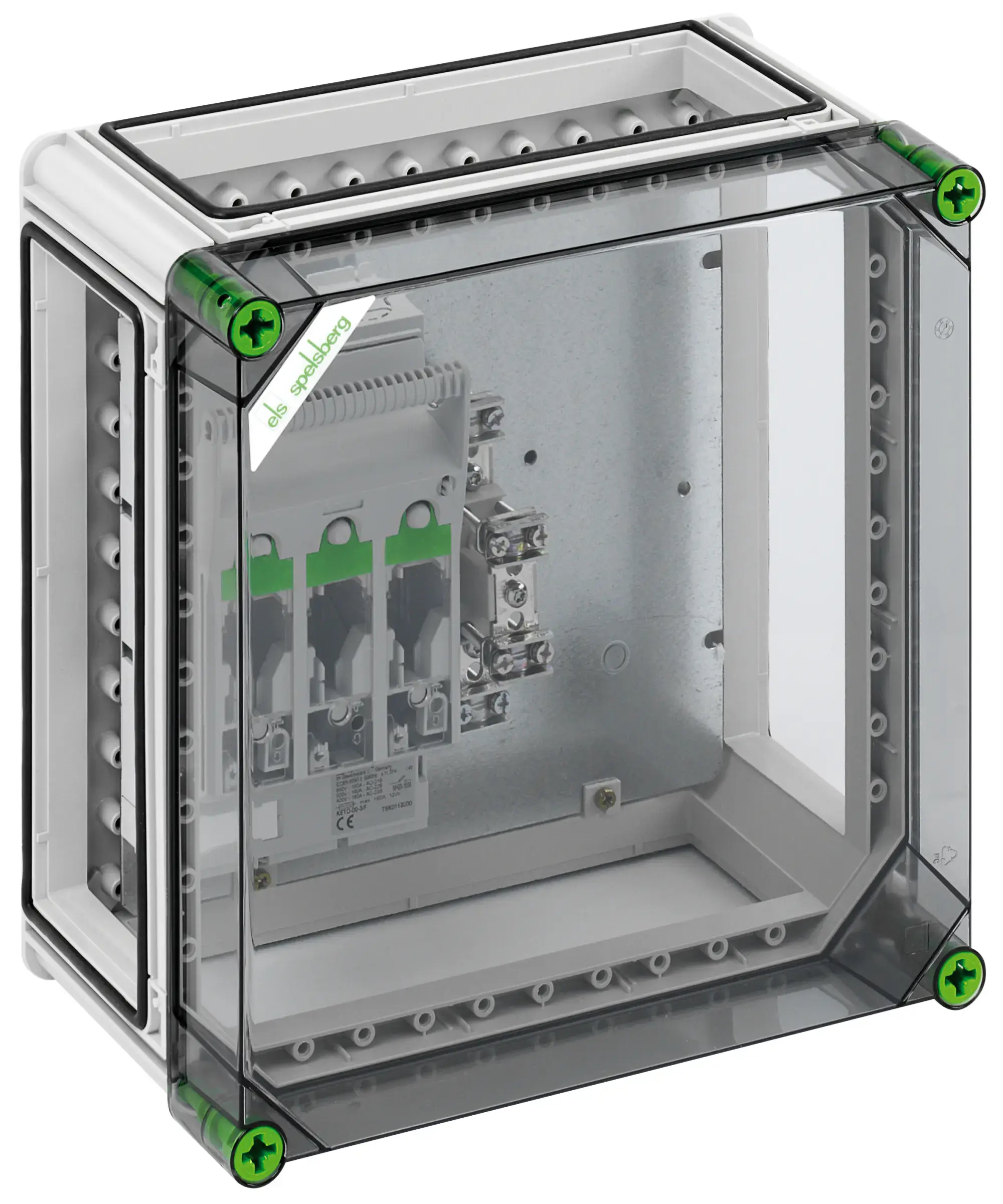 Spelsberg 02620101 NH fuse enclosure, Type of protection IP65, Impact strength IK08, Protection class II, Rated voltage 690V AC, Rated voltage 440V DC, Halogen free (img_001)