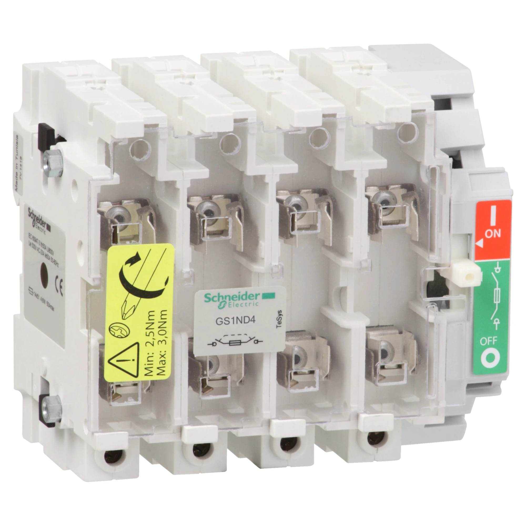 Schneider Electric GS1ND4 Secured Disconnect Switch Base GS1 4p 4 F, DIN, 250A (img_001) Schneider Electric GS1ND4 Secured Disconnect Switch Base GS1 4p 4 F, DIN, 250A (img_001)