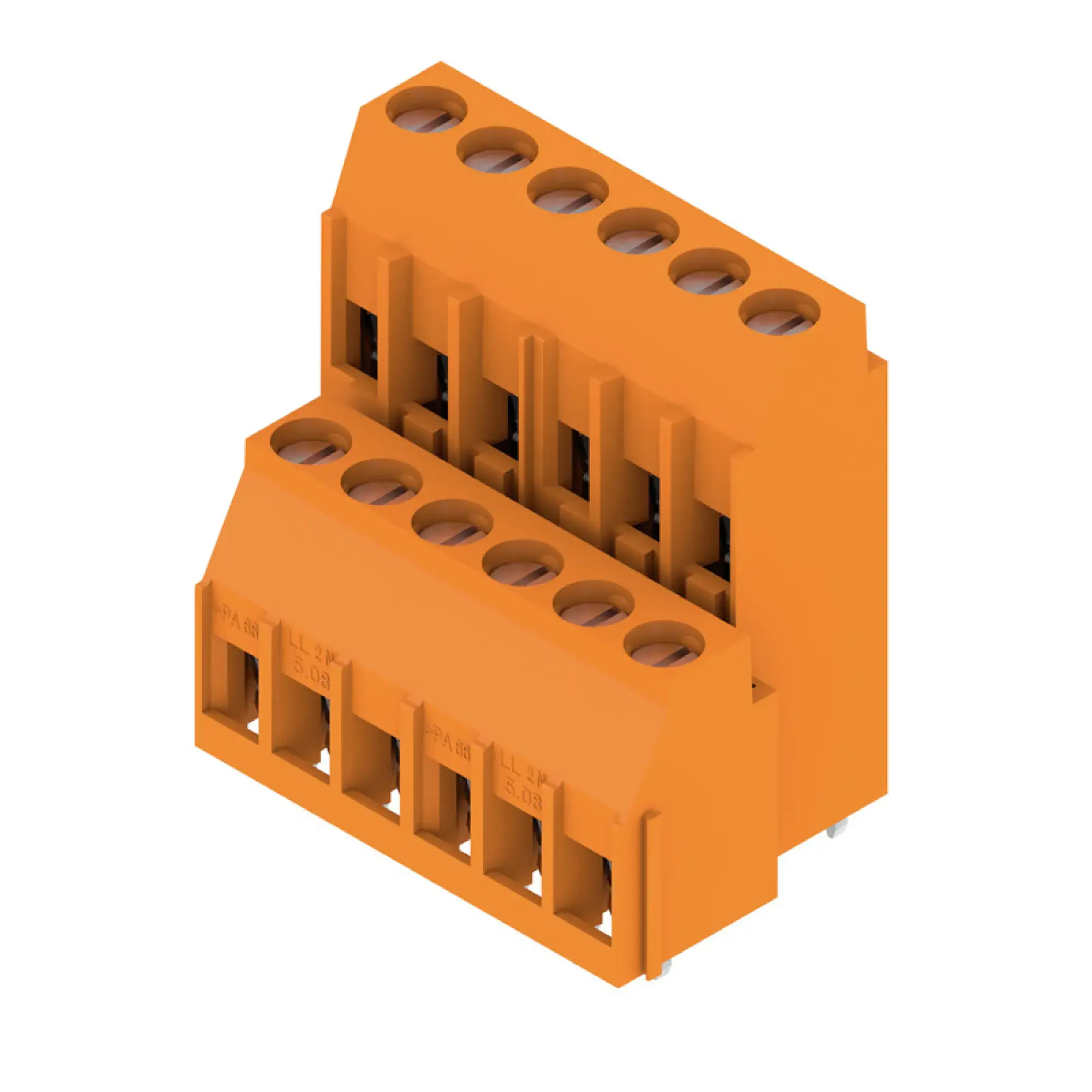 Weidmüller 1977500000 PCB terminal, 320 V, 32.5 A, Pitch in mm: 5.08, 6 mm², Number of poles: 12, Clamping yoke connection, THT solder connection, 90°, Box (img_001)