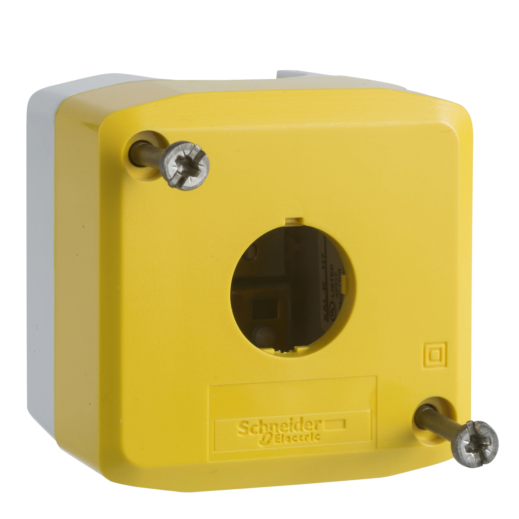 Schneider Electric XALK01H7 Empty enclosure, Harmony XALK, plastic, light grey, yellow, 1 drilling, 22mm, UL/CSA (img_001) Schneider Electric XALK01H7 Empty enclosure, Harmony XALK, plastic, light grey, yellow, 1 drilling, 22mm, UL/CSA (img_001)