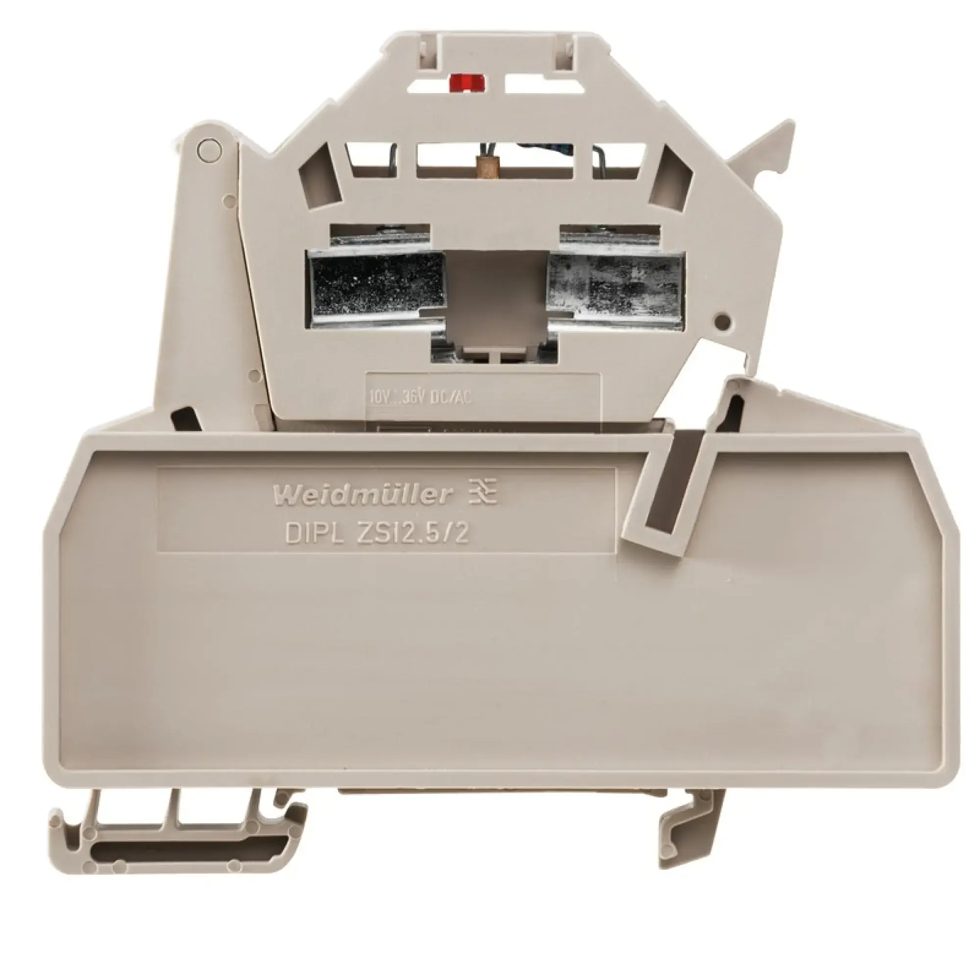 Weidmüller 1616500000 Fuse terminal, Tension-clamp connection, dark beige, 2.5 mm², 12 A, 250 V, Number of connections: 2, Number of levels: 1, TS 35 (img_001)