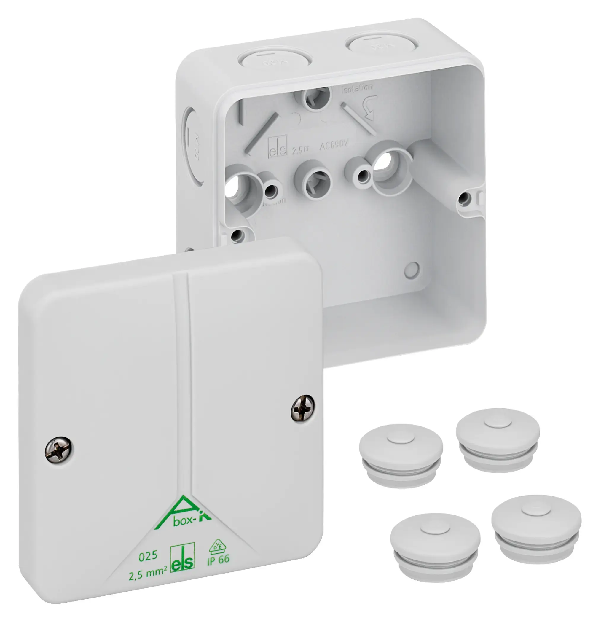 Spelsberg 49690201 Junction box, Type of protection IP66, max. 2,5², Impact strength IK08, Protection class II, Ui 690V AC, DLG, DNV, VDE, Halogen free (img_001)