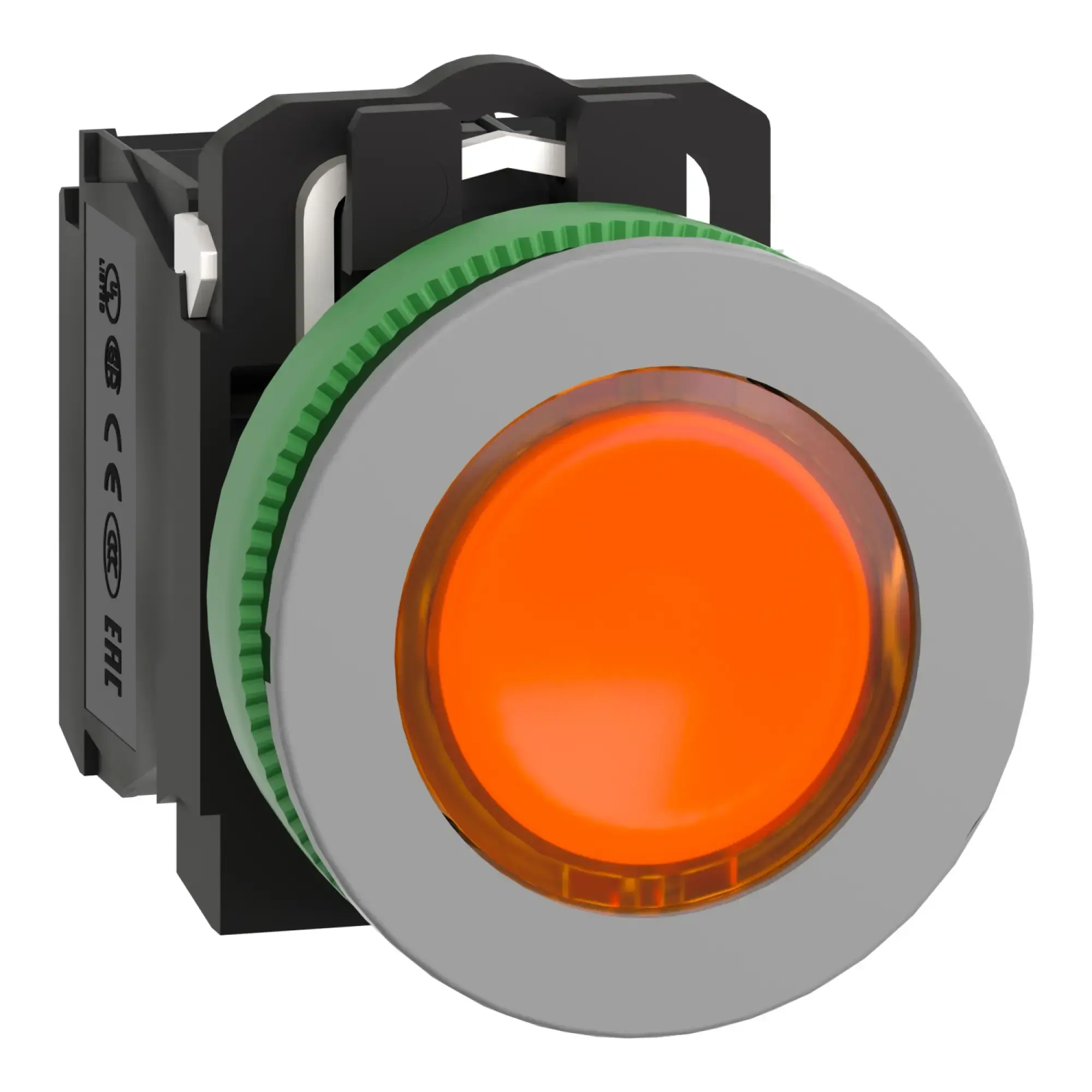 Schneider Electric XB5FW35M5C0 Illuminated push button, Harmony XB5F, plastic, antimicrobial, light grey, orange, 30mm, universal LED, 1NC + 1NO, 230-240V AC (img_010)