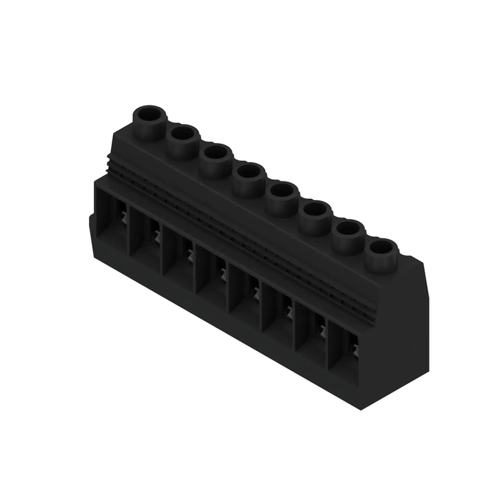 Weidmüller 1386780000 PCB terminal, 1000 V, 150 A, Pitch in mm: 15.00, 50 mm², Number of poles: 8, Clamping yoke connection, THT solder connection, 90°, Box (img_001)
