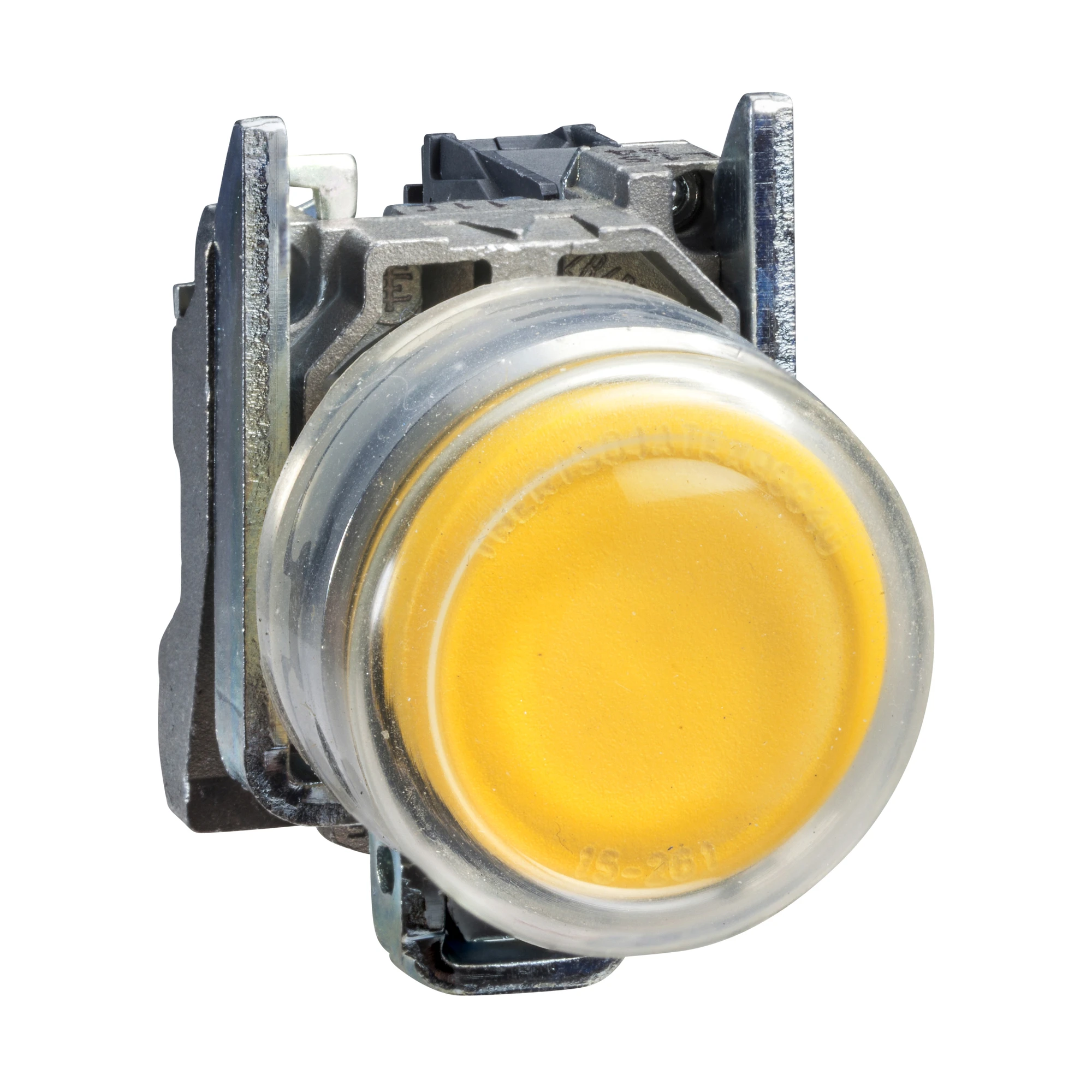 Schneider Electric XB4BP51EX Push Button, Harmony XB4, Metal, 22mm, Yellow, Projecting, Unlabeled, Momentary, with Protective Cap, 1S, ATEX (img_001)