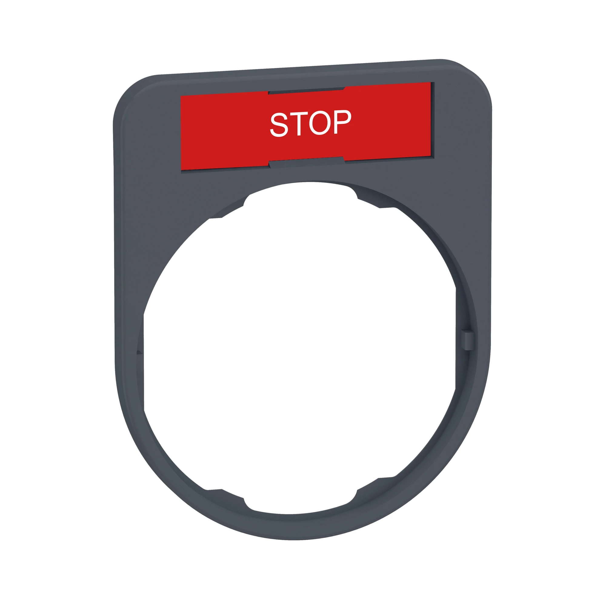Schneider Electric ZBYF2304C0 Label holder 40x50mm, with STOP sign, for Harmony 30mm, in grey (img_001) Schneider Electric ZBYF2304C0 Label holder 40x50mm, with STOP sign, for Harmony 30mm, in grey (img_001)
