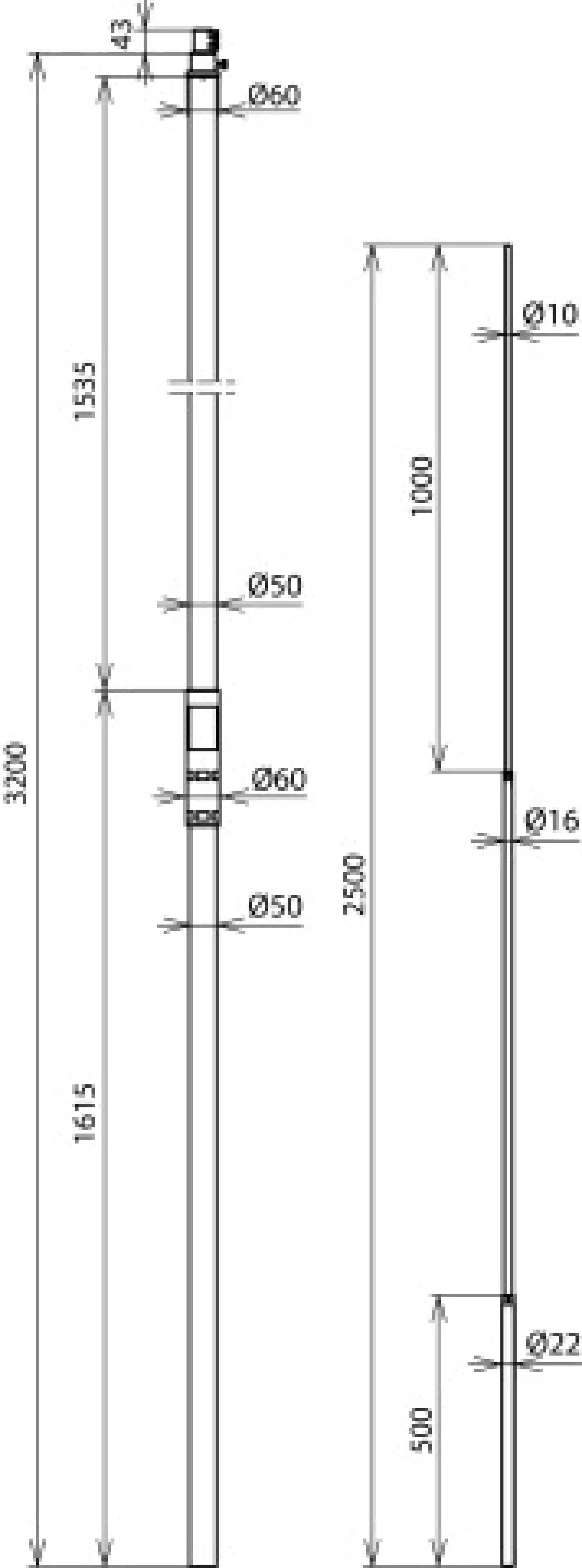 Dehn 105331 Supporting Tube D 50mm L 3200mm GRP/Al w. air-termin.rod D 22/16/10mm L2.5m (img_004)
